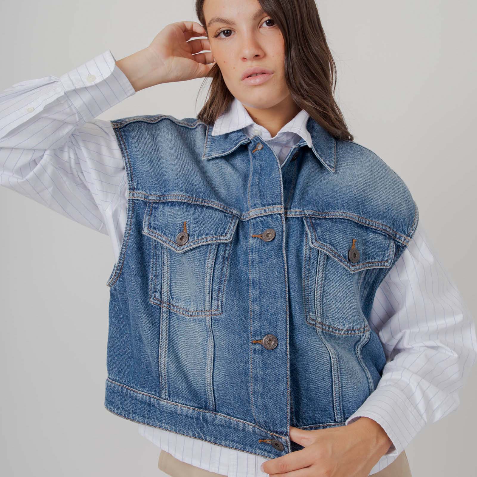 Max Mara Weekend Gilet In Denim Mappa Blu Medio Donna - 8