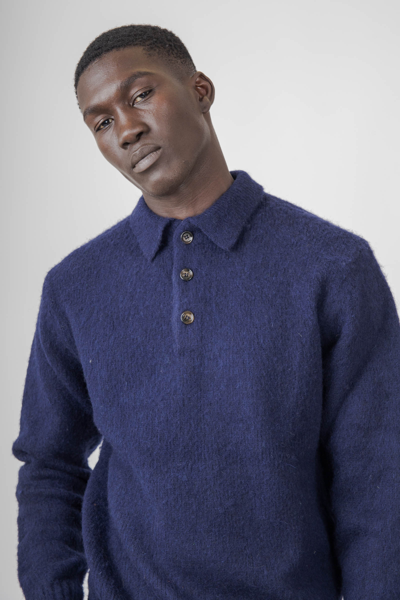 Aspesi Polo In Lana Shetland Blu Navy Uomo - 1