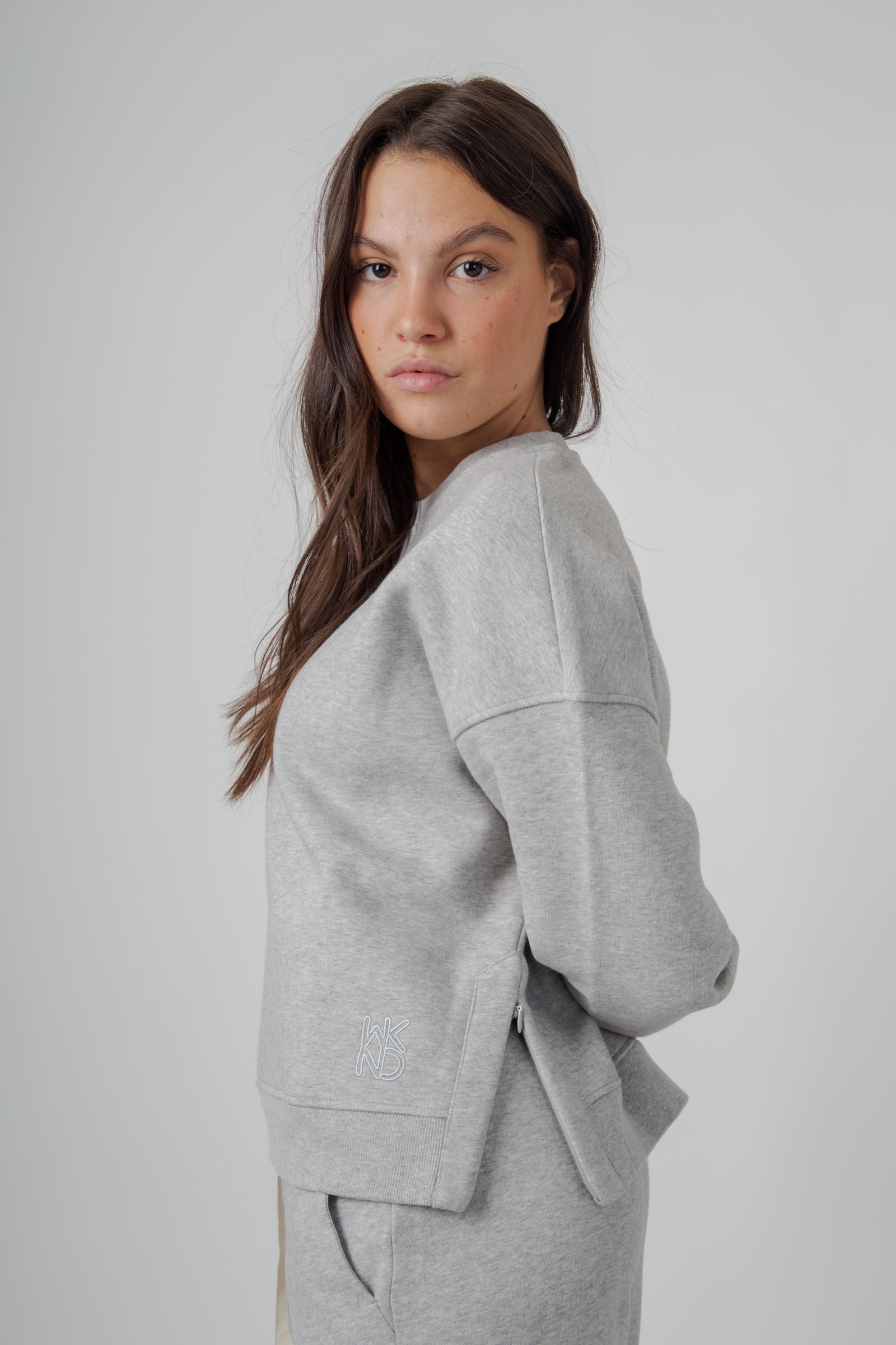 Max Mara Weekend Felpa Boxy Gerba In Cotone Grigio Chiaro Donna - 3