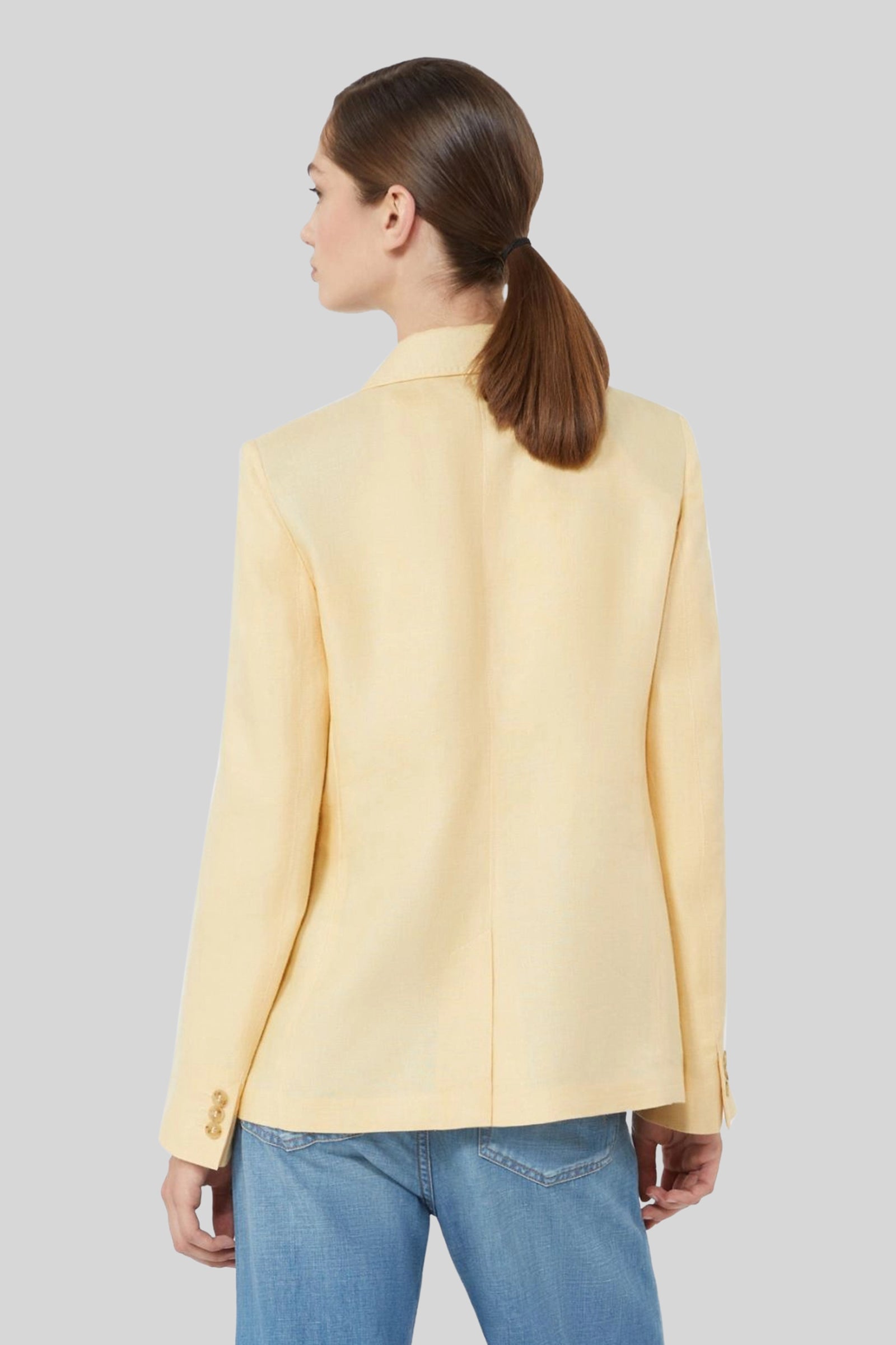 Max Mara Weekend Blazer In Canvas Di Lino Nalut Giallo Donna - 4
