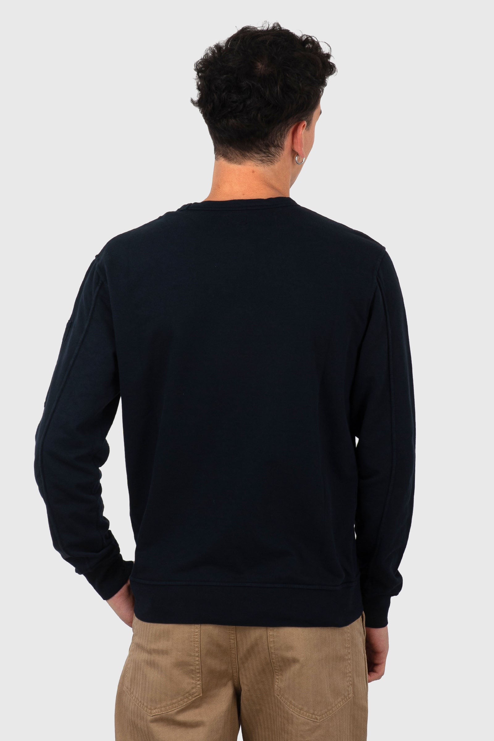 C.p. Company Felpa Light Fleece Crewneck Lens Blu Scuro Uomo - 4
