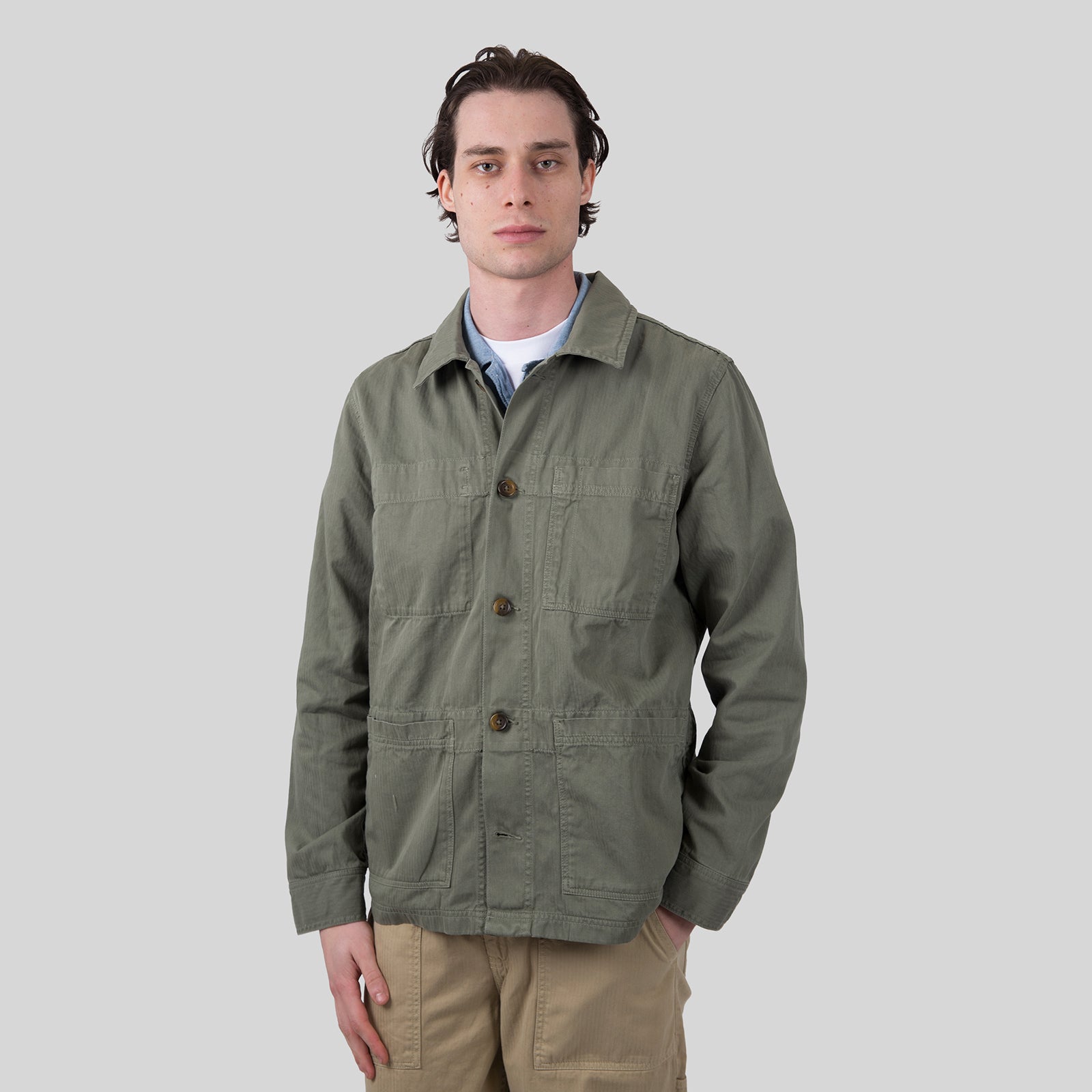 Sebago Overshirt Dorr Herringbone Beige Uomo - 8