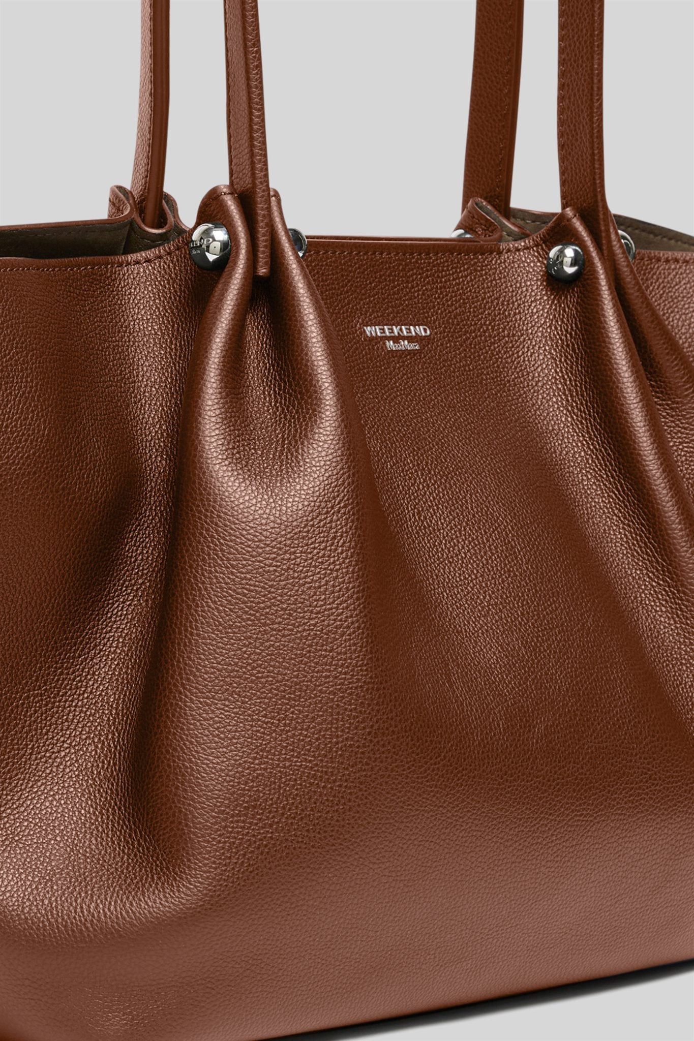 Max Mara Weekend Tote Bag In Pelle Texturizzata Satira Marrone Donna - 2