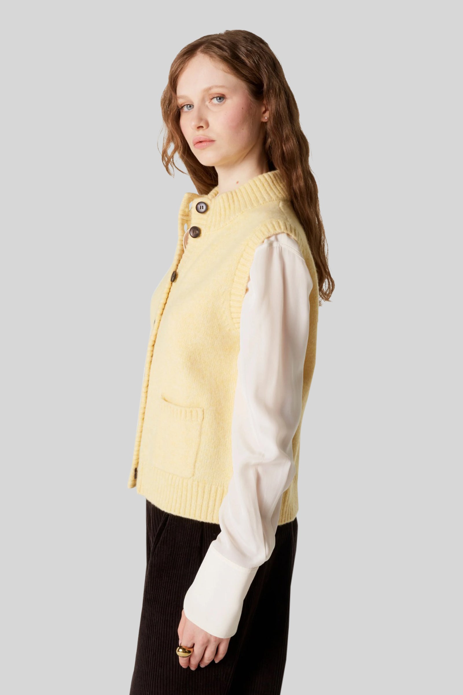 Absolut Cashmere Gilet Alanis Giallo Donna - 3