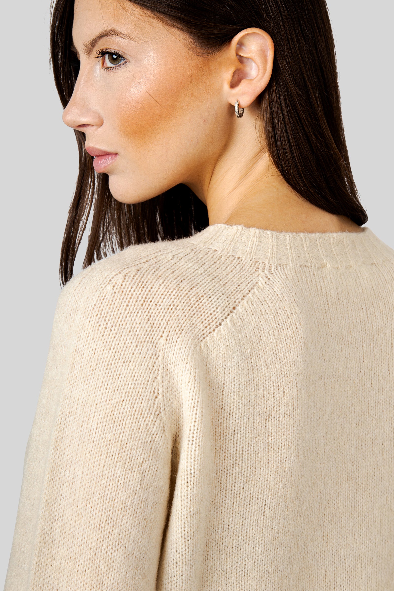 Roberto Collina Maglia In Lana E Cammello Manica 3/4 Ecru Donna - 2