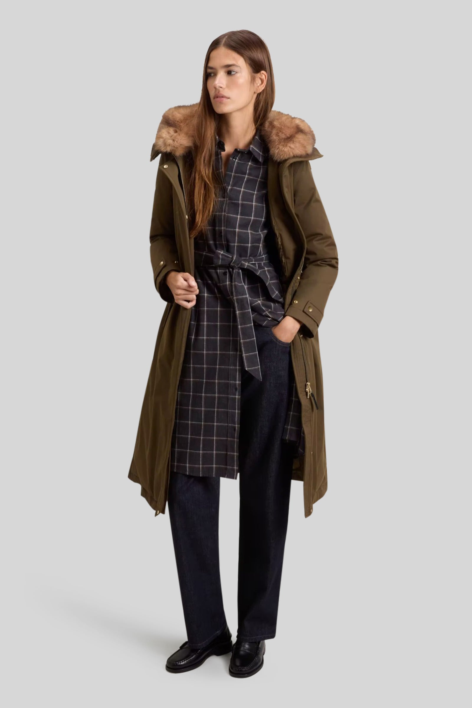 Woolrich Parka Lungo Best Cotton Con Faux Fur Rimovibile Verde Scuro Donna - 3