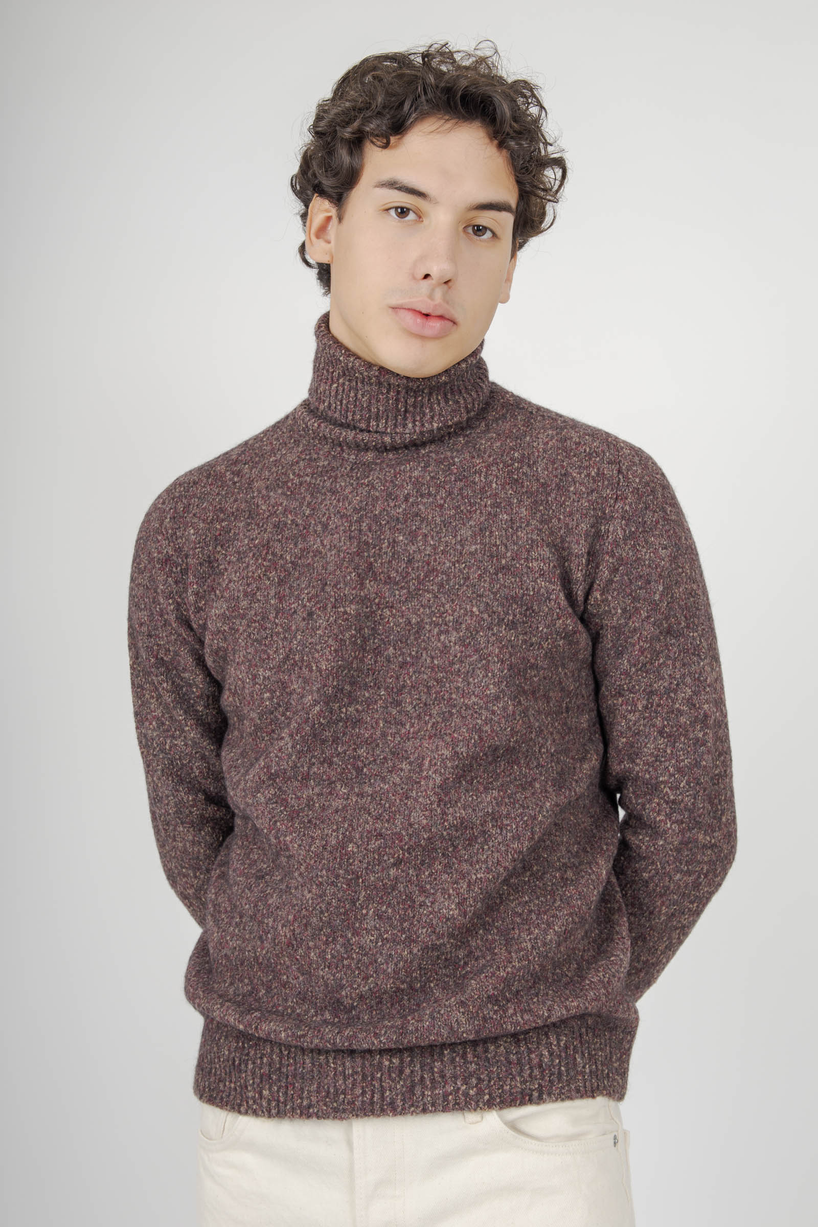 Roberto Collina Maglia Dolcevita Swg Bordeaux Uomo - 3