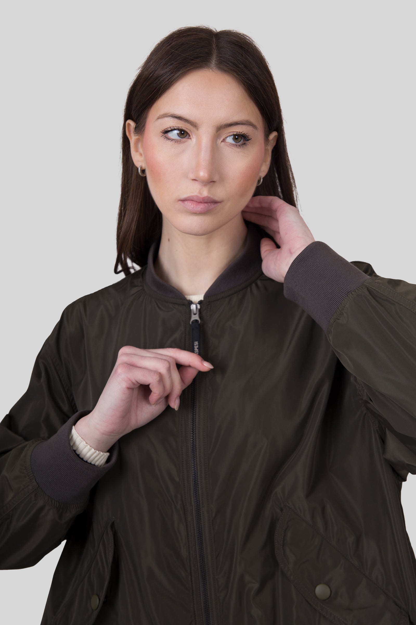 Aspesi Giubbotto Bombo In Poliestere Tecnico Verde Militare Donna - 4