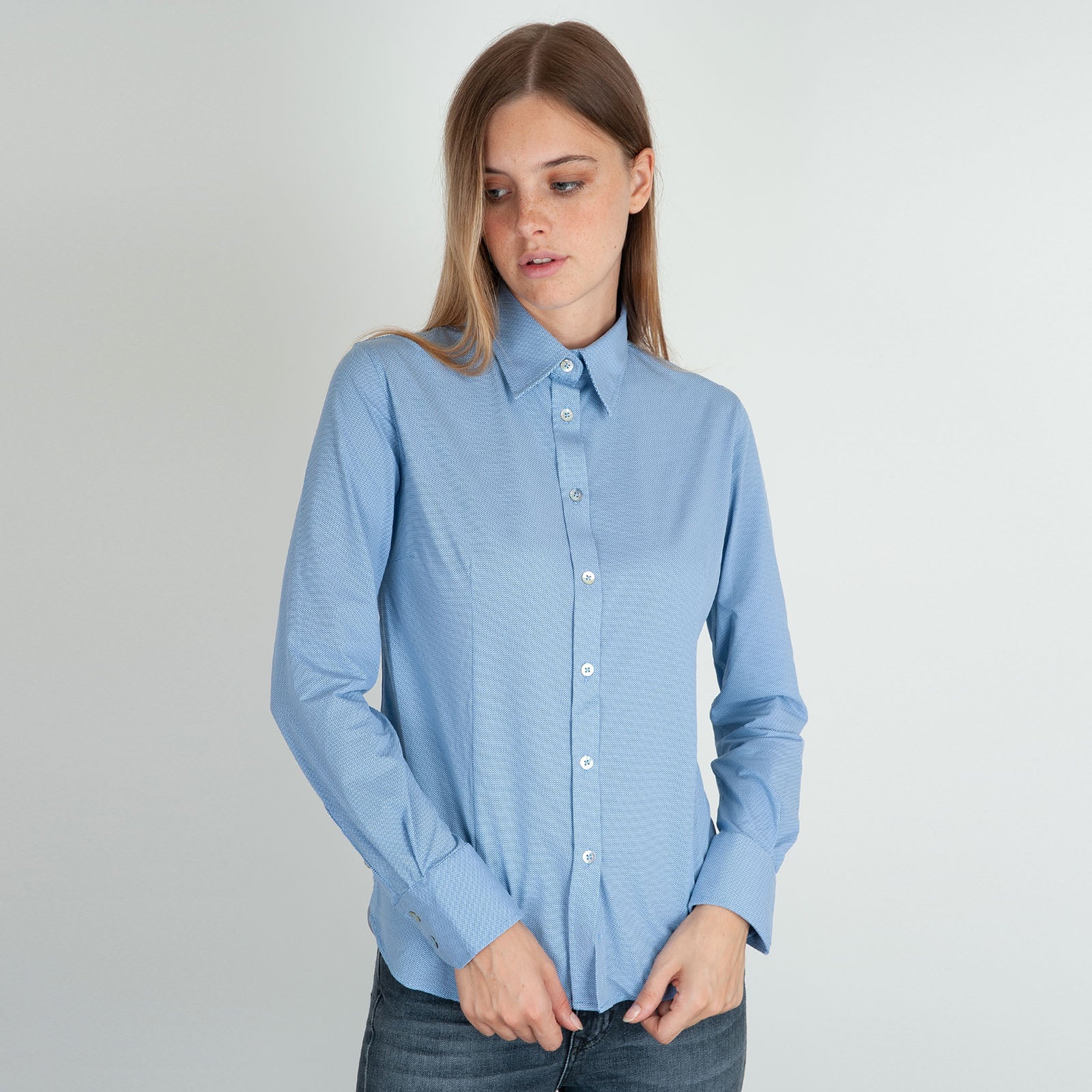 RRD Camicia Oxford Jacquard Blu in Materiale - 7