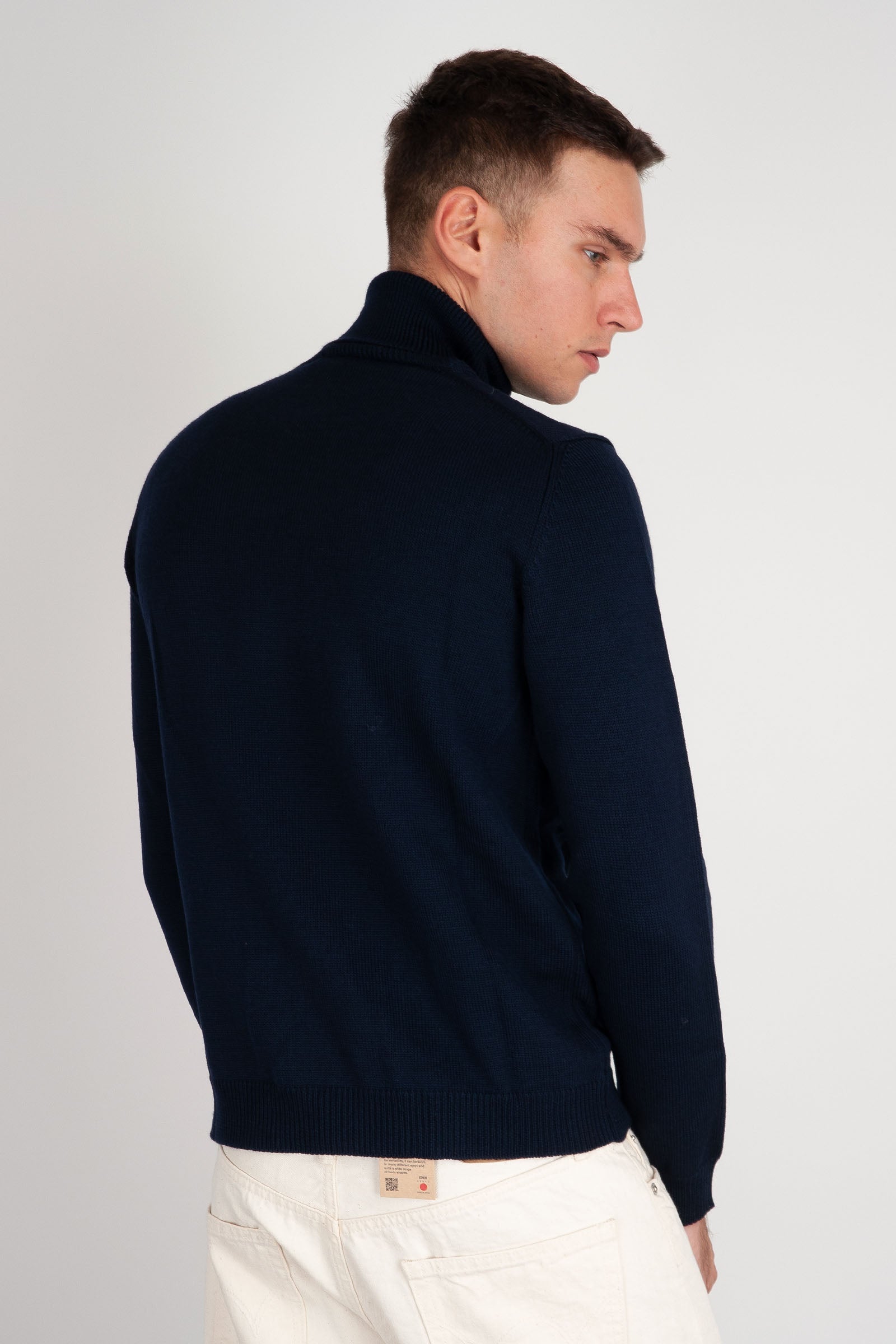 Roberto Collina Maglia Dolcevita Lana Blu Navy - 4