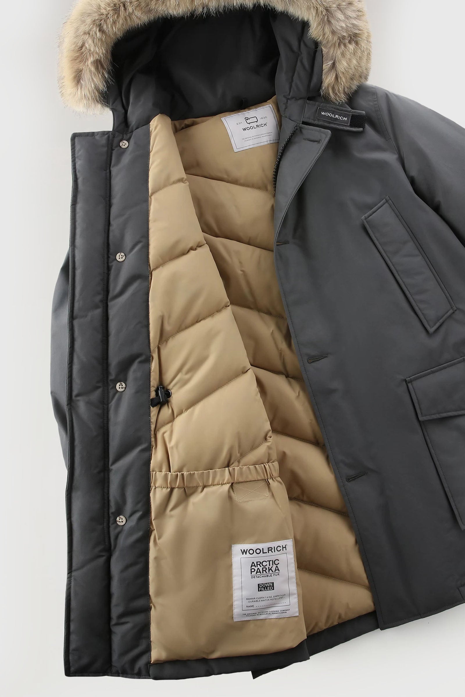Woolrich Arctic Parka Ramar Cloth con Pelliccia Removibile Grigio - 8