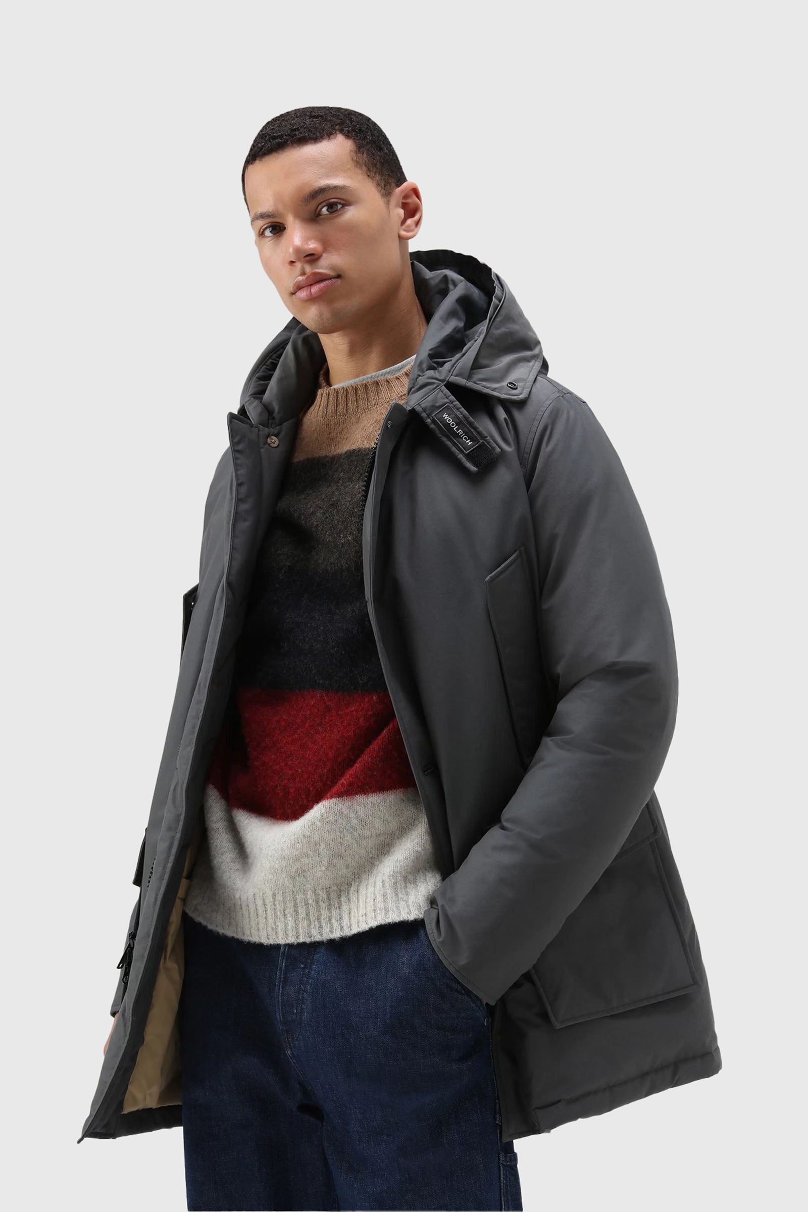 Woolrich Arctic Parka Ramar Cloth con Pelliccia Removibile Grigio - 2