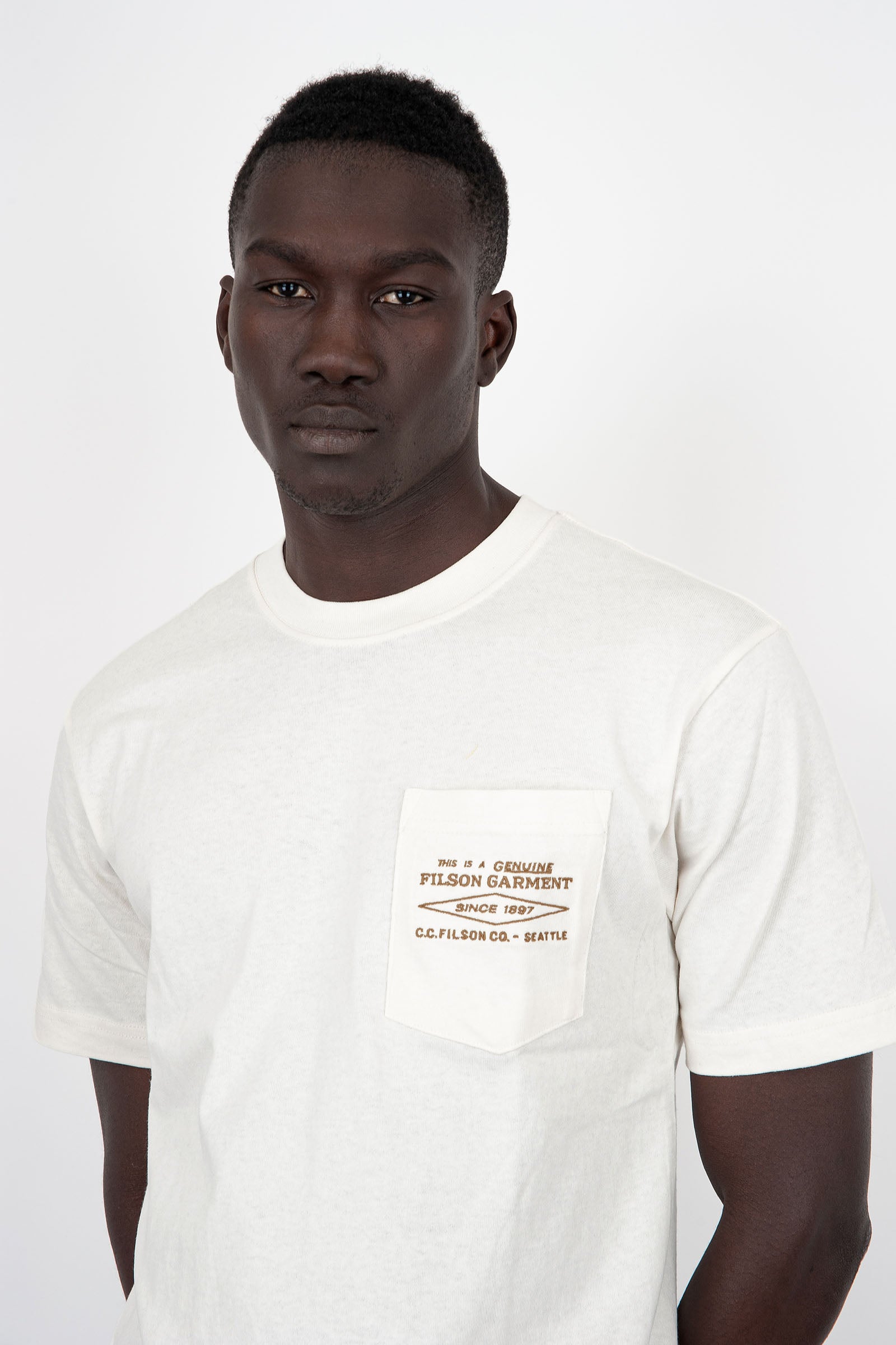 Filson T-Shirt Embroidered Pocket Cotone Bianco Off - 1