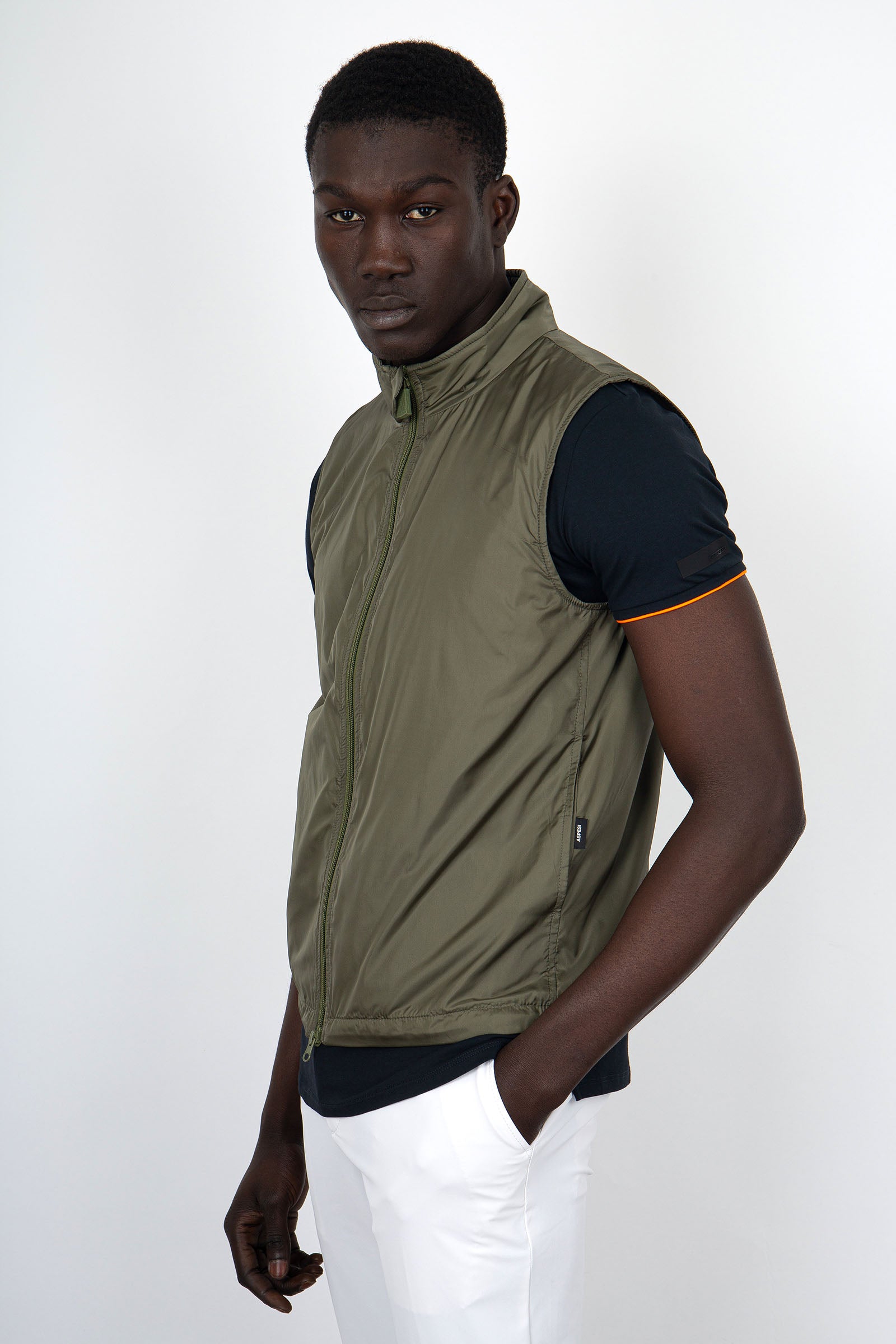 Aspesi Gilet Vernes Verde Militare Uomo - 3