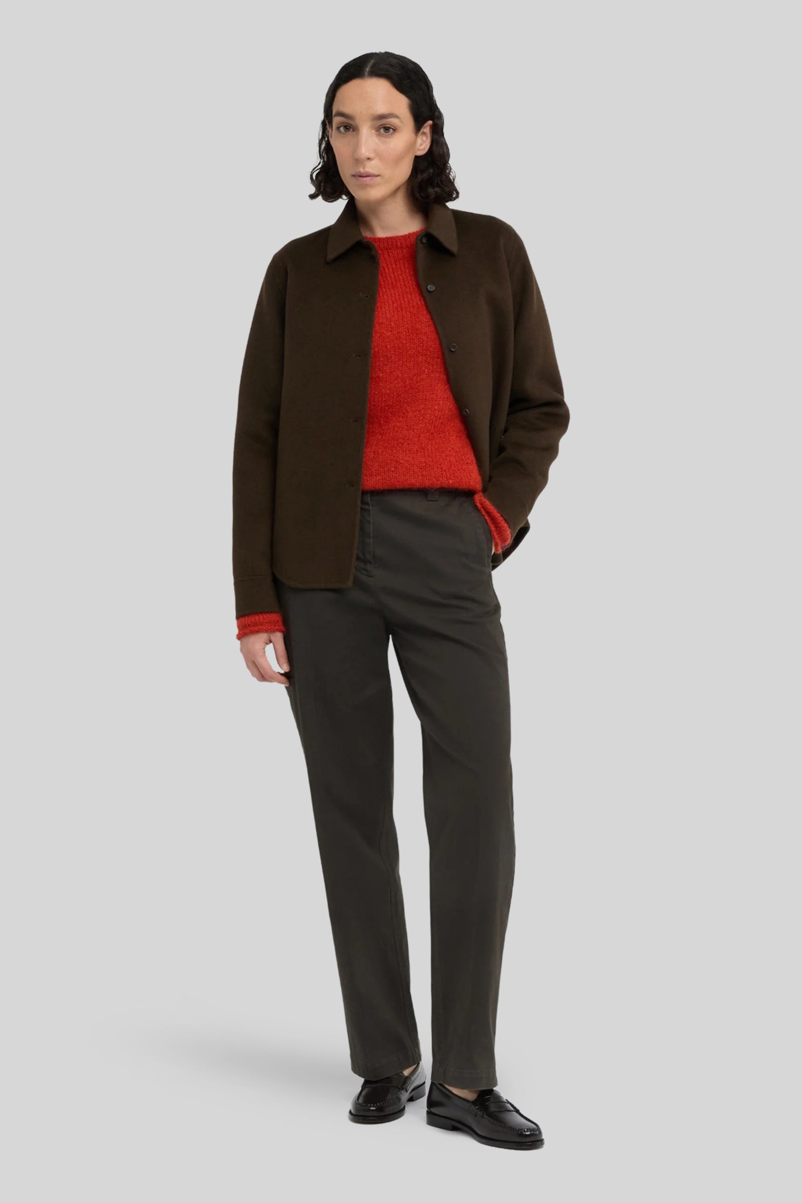 Aspesi Pantalone In Gabardine Di Cotone Stretch Tinto Capo Marrone Uomo - 2