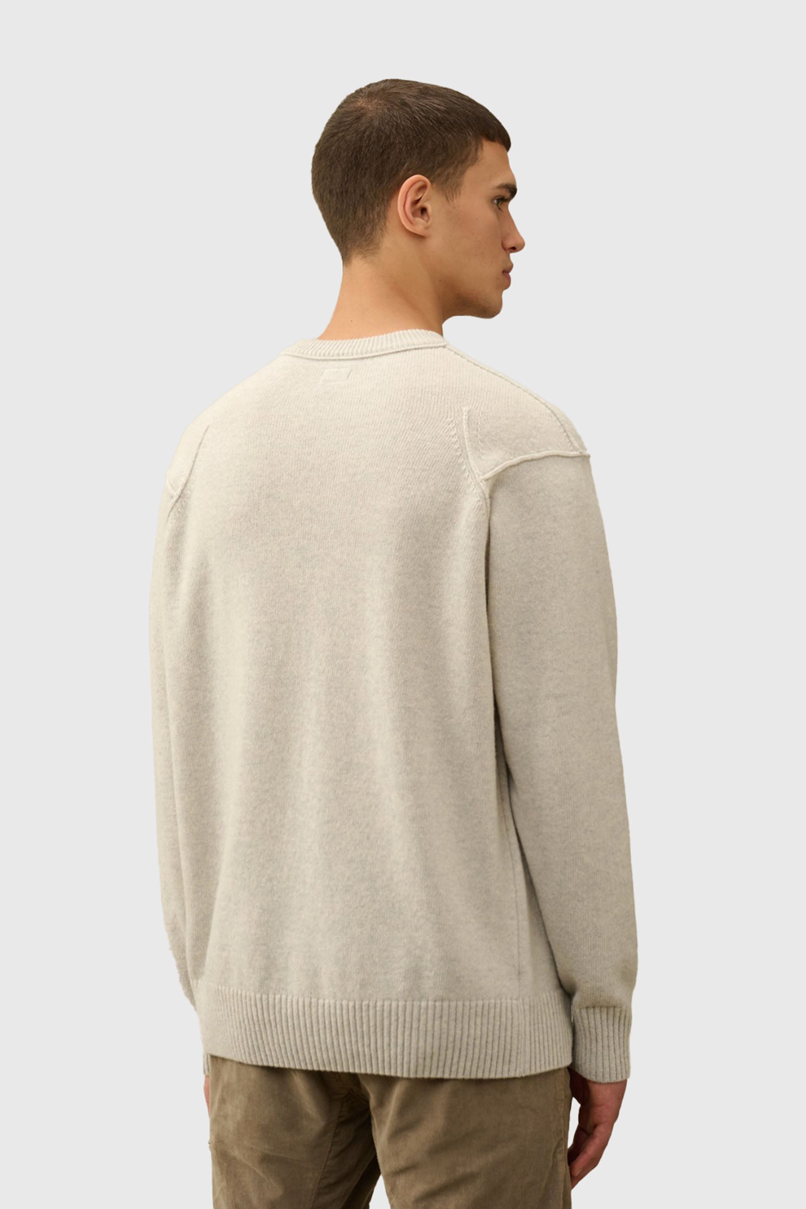 C.p. Company Maglia Lambswool Grs Crew Neck Bianco Off Uomo - 3