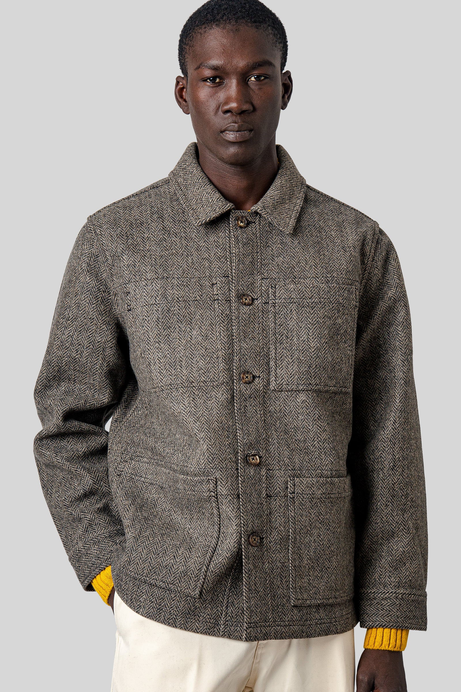Dorr Wool Herringbone Overshirt - 1