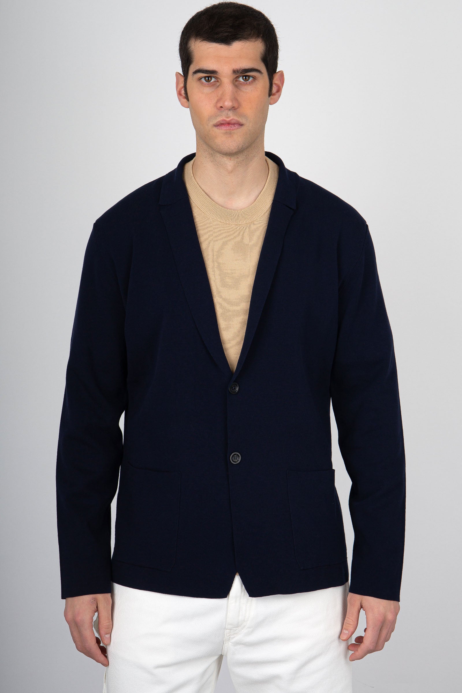 Roberto Collina Knit Jacket RT0901110 Cotton Blue - 1