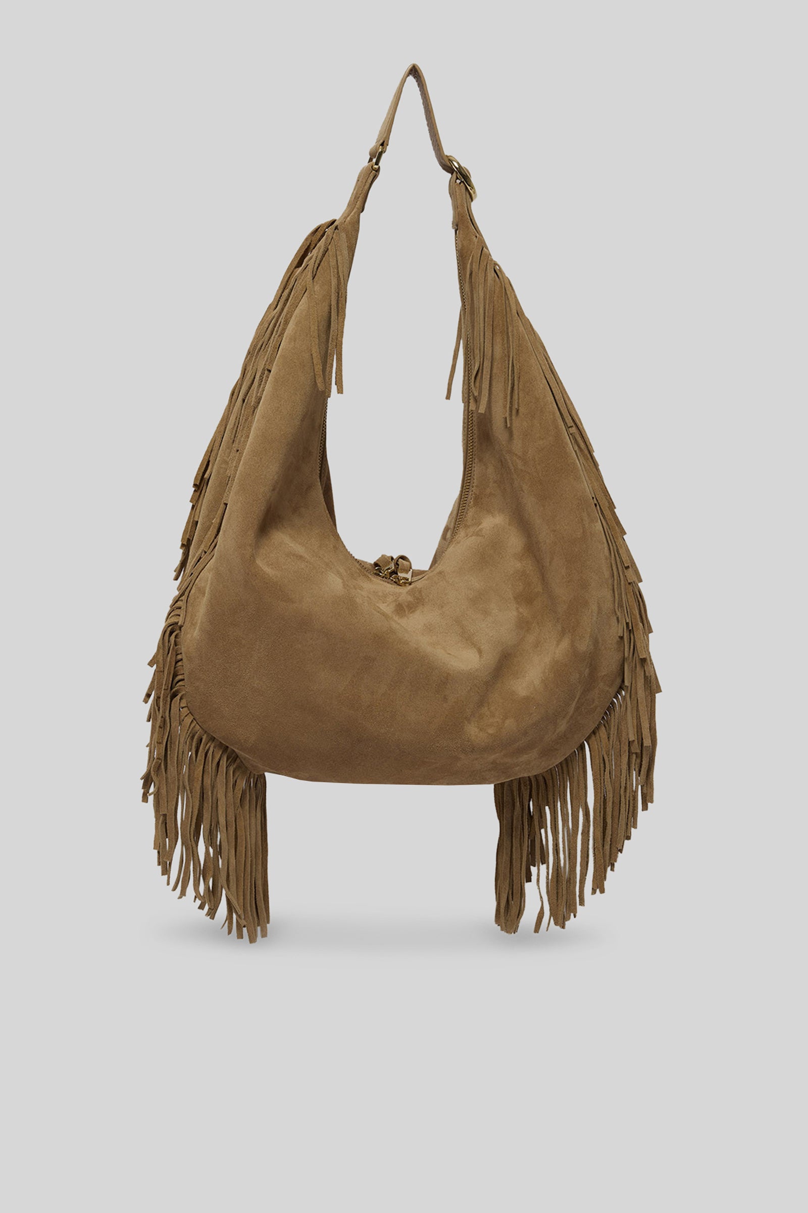 Orciani Borsa Hobo Large Peach Fringe In Suede Biscotto Donna - 3