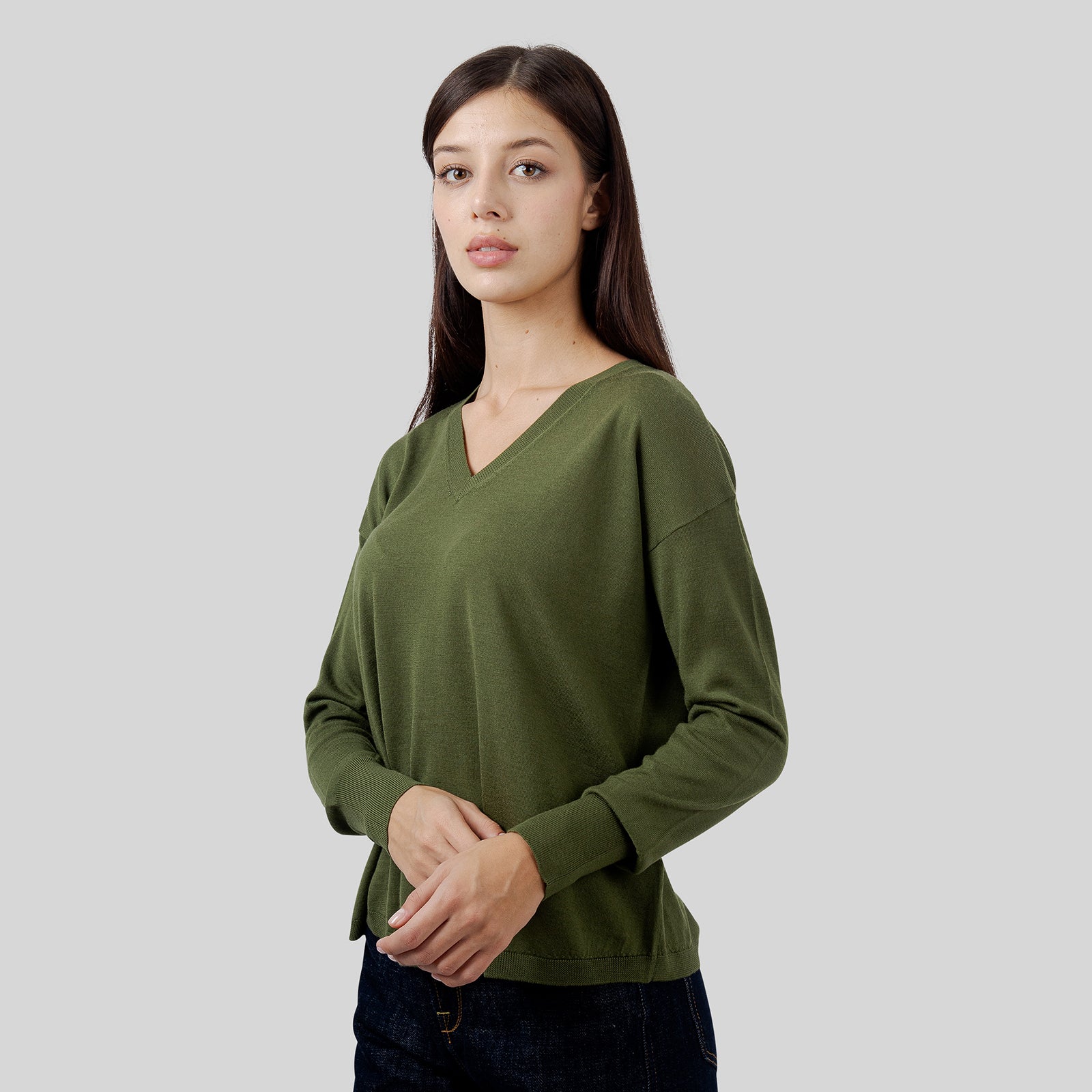 Aspesi Maglia Scollo V In Lana Verde Donna - 5