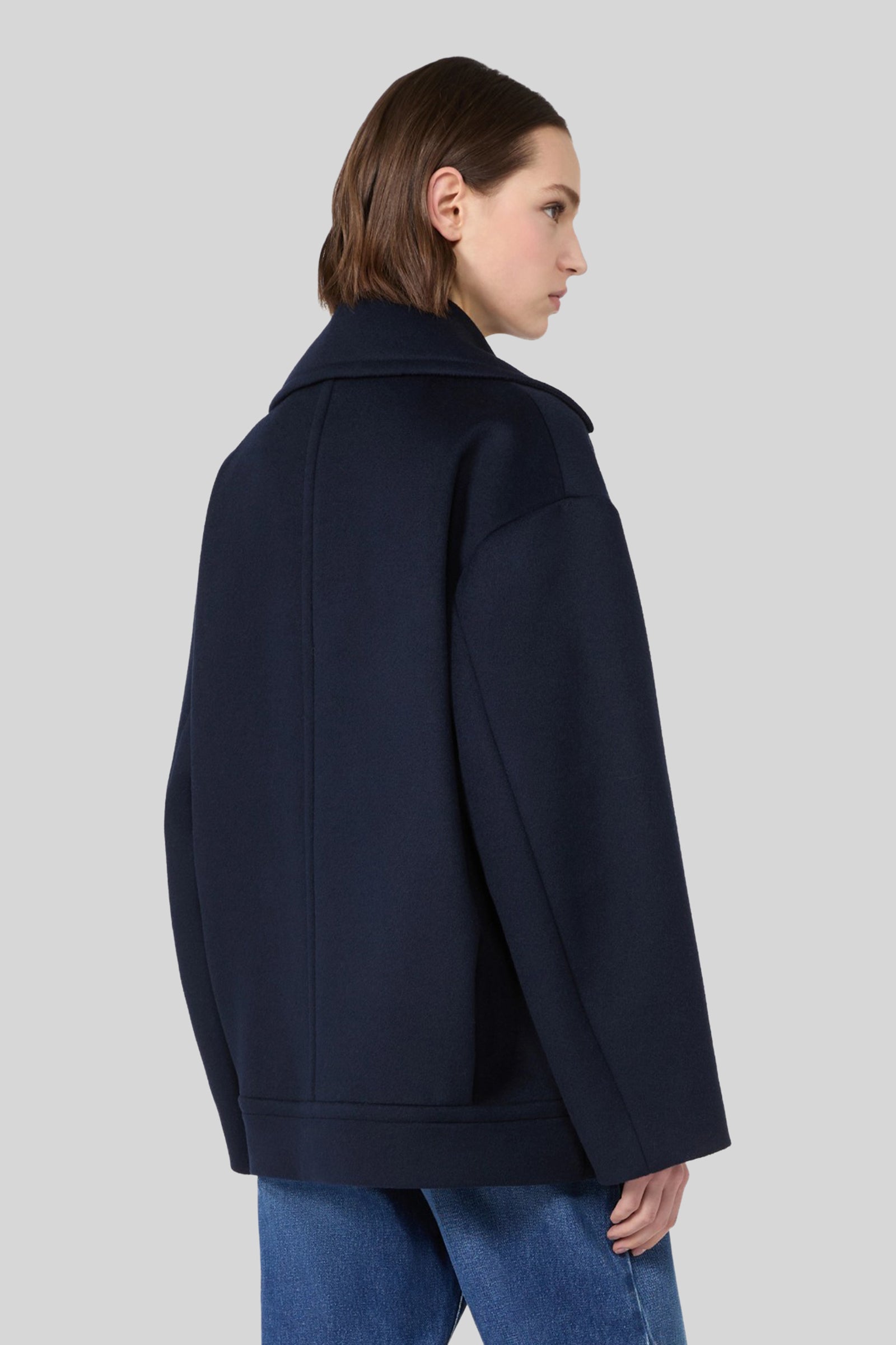 Max Mara Weekend Caban Doppiopetto In Lana Double Alpe Blu Donna - 3