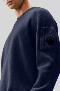 C.p. Company Maglia Lambswool Lens Crewneck Blu Scuro Uomo c.p. company