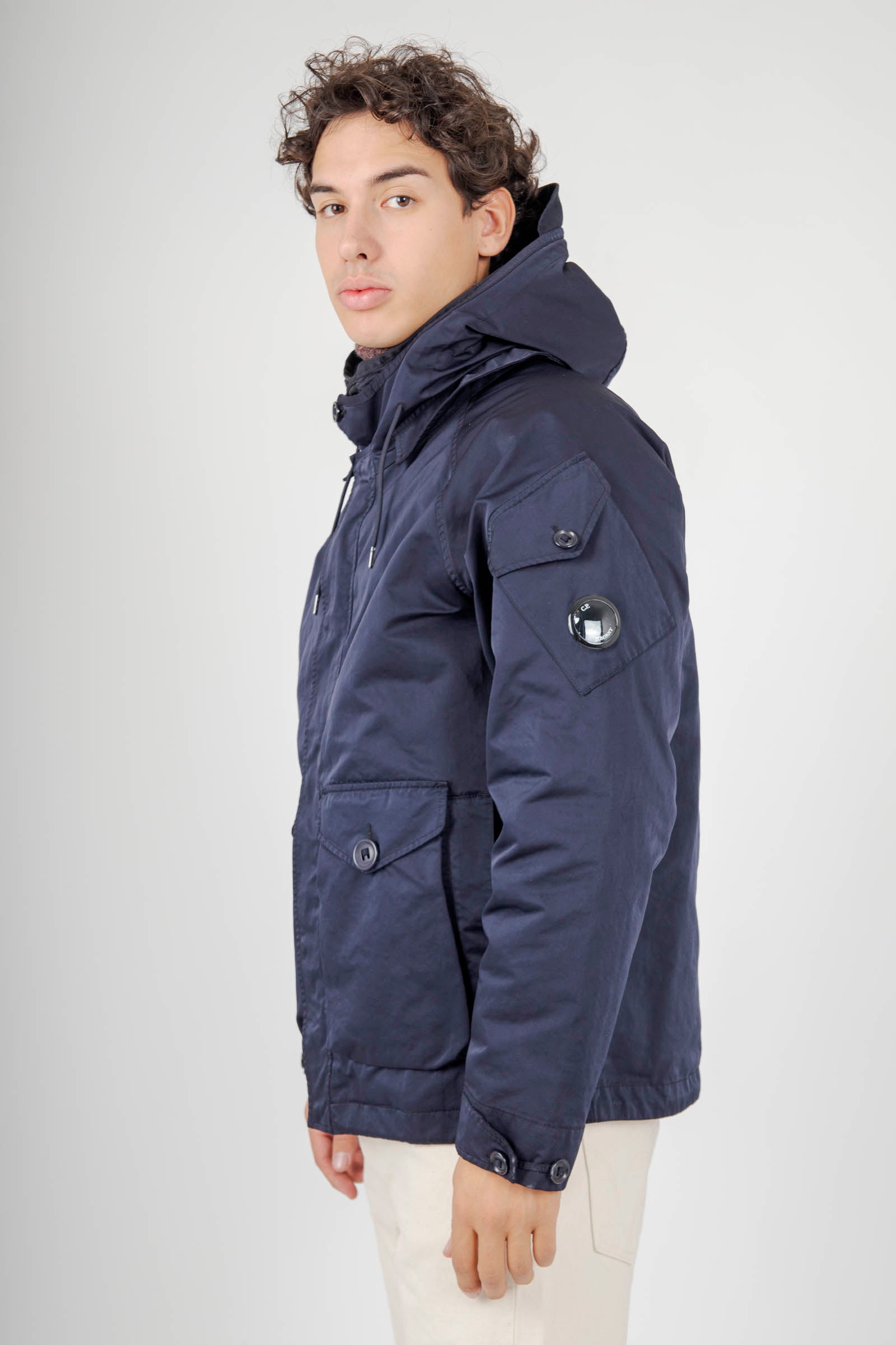 C.p. Company Giubbotto Micro Kei Hooded Lens Blu Scuro Uomo - 5