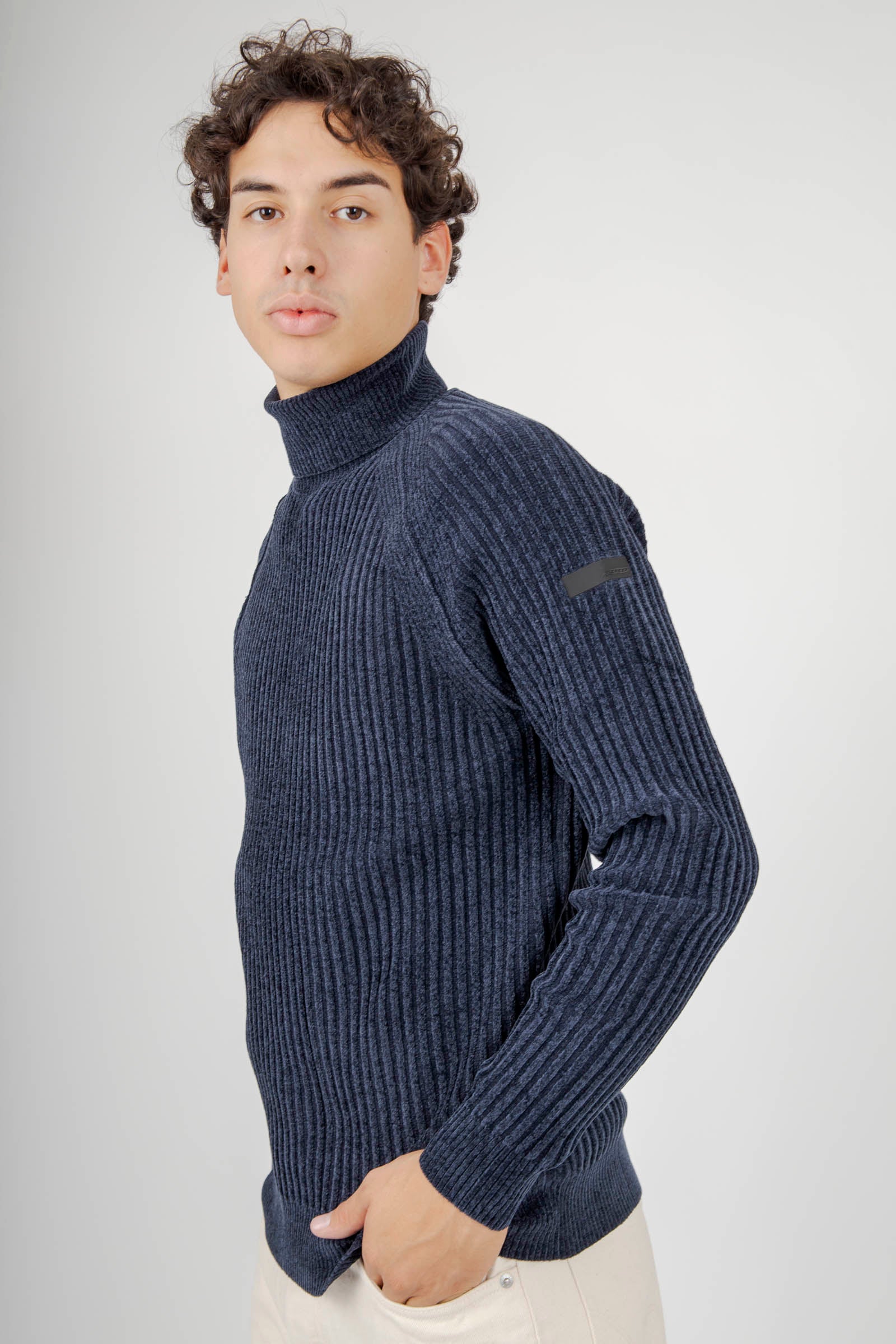 Rrd Maglia Velvet Rave Turtleneck Blu Scuro Uomo - 5