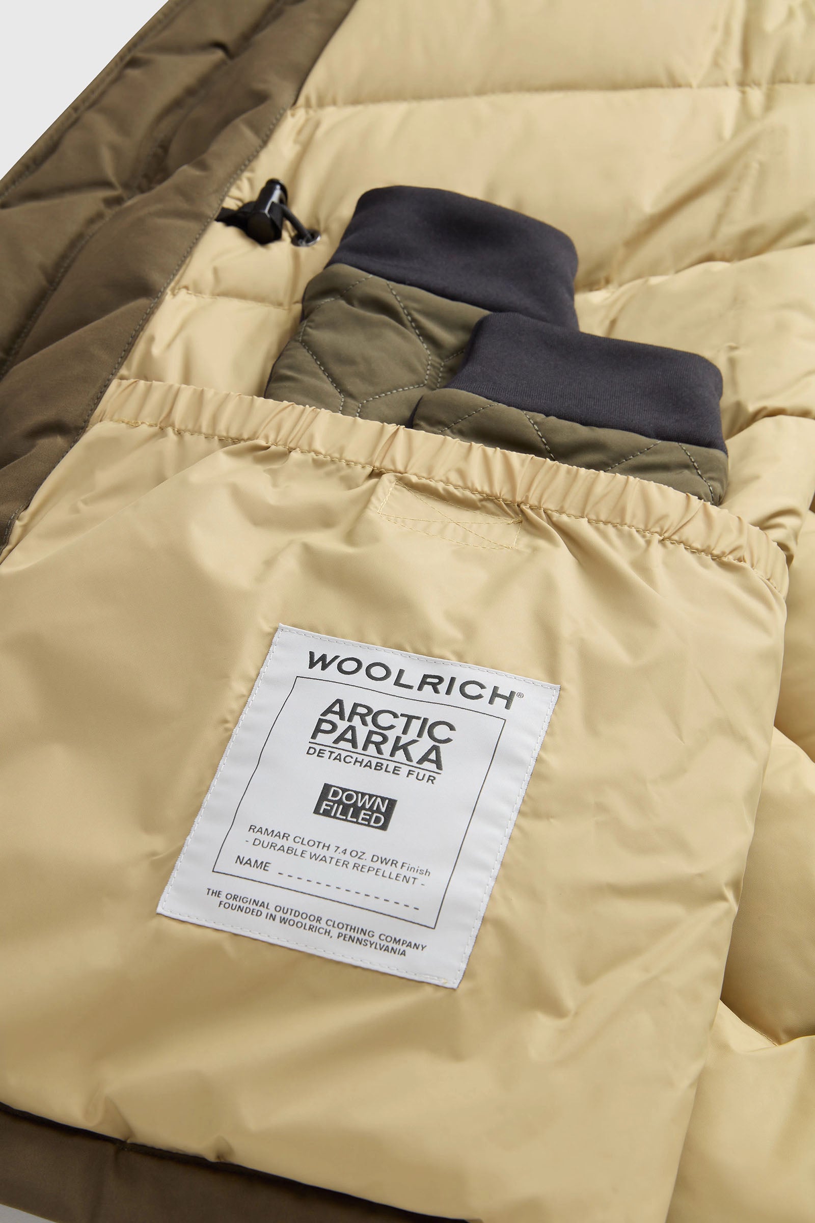 Woolrich Arctic Parka In Ramar Cloth Con Pelliccia Removibile Verde Militare Uomo - 5