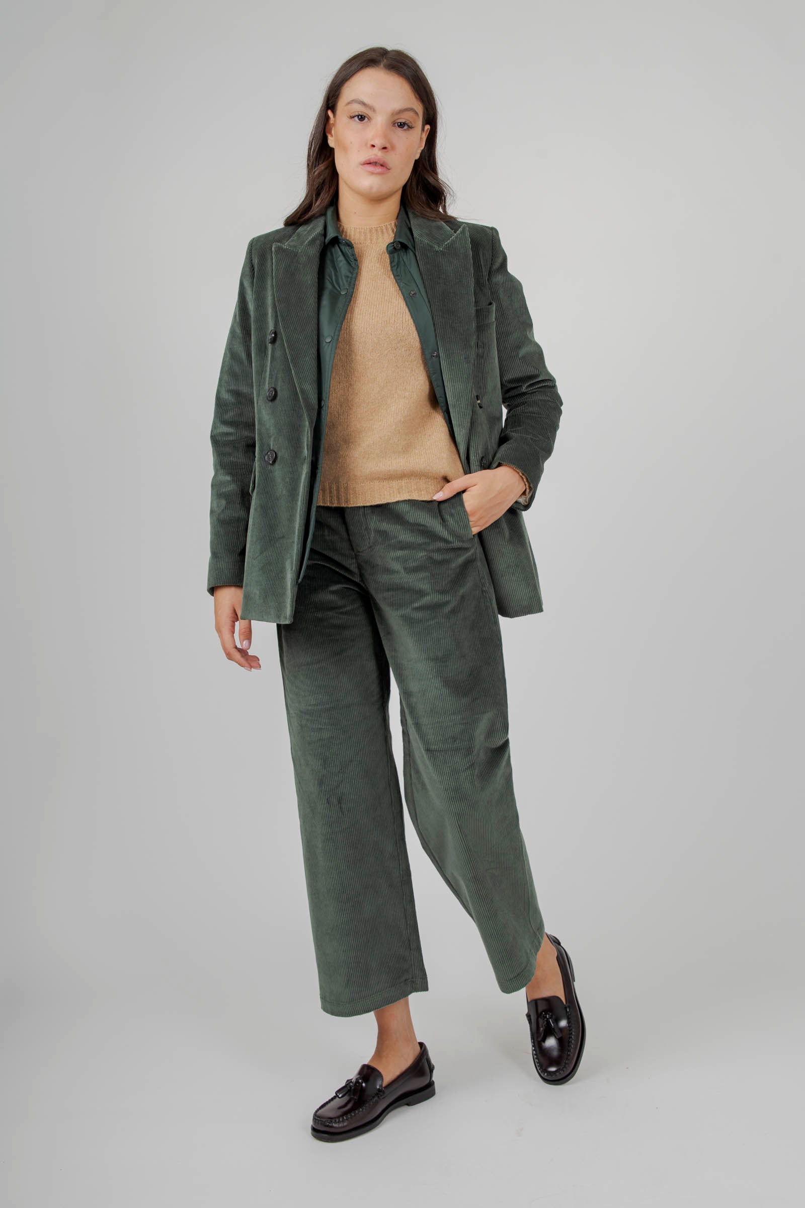 Department Five Pantalone Due Velluto Verde Donna - 6