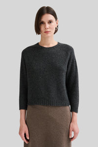 Roberto Collina Maglia In Lana E Cammello Manica 3/4 Antracite Donna roberto collina