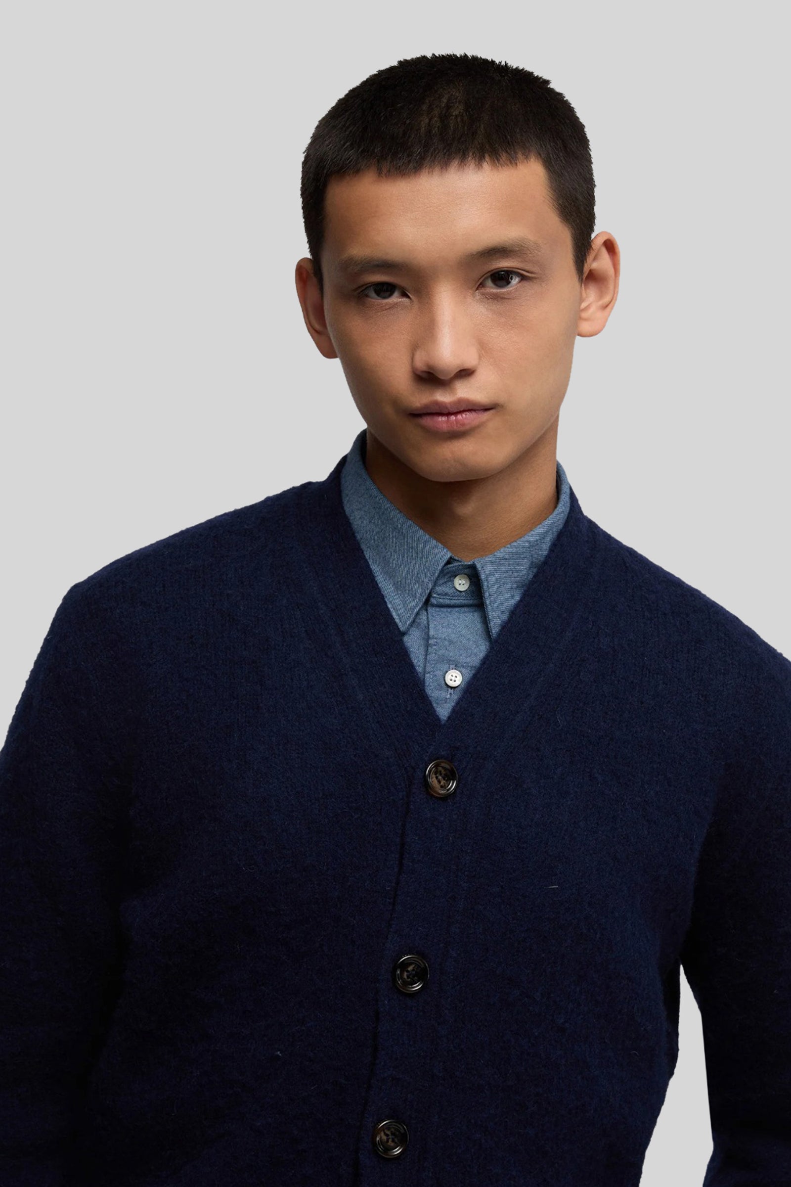 Aspesi Cardigan In Lana Shetland Blu Navy Uomo - 1