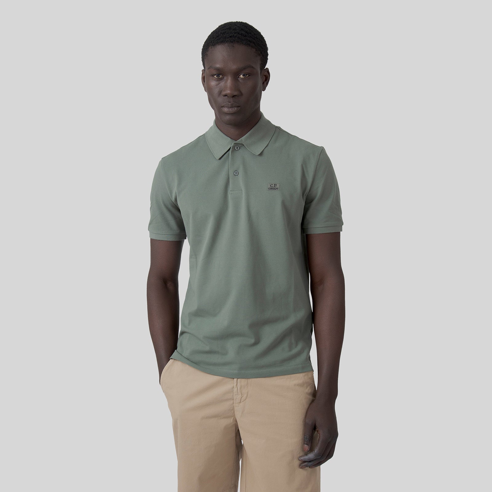 C.p. Company Polo Stretch Piquet Verde Salvia Uomo - 6