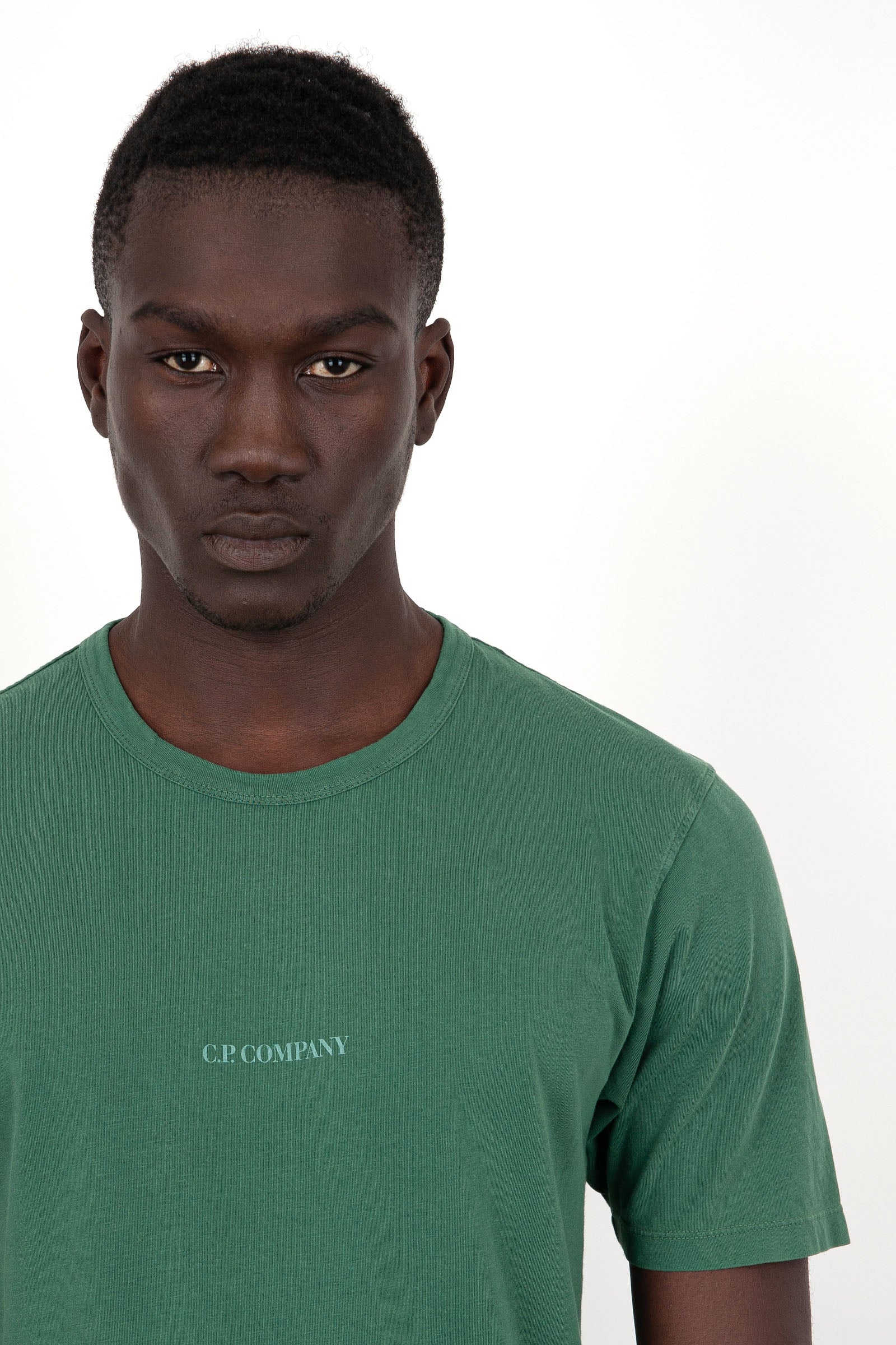 C.P. Company T-shirt 24/1 Jersey Resist Dyed Logo Green - 5