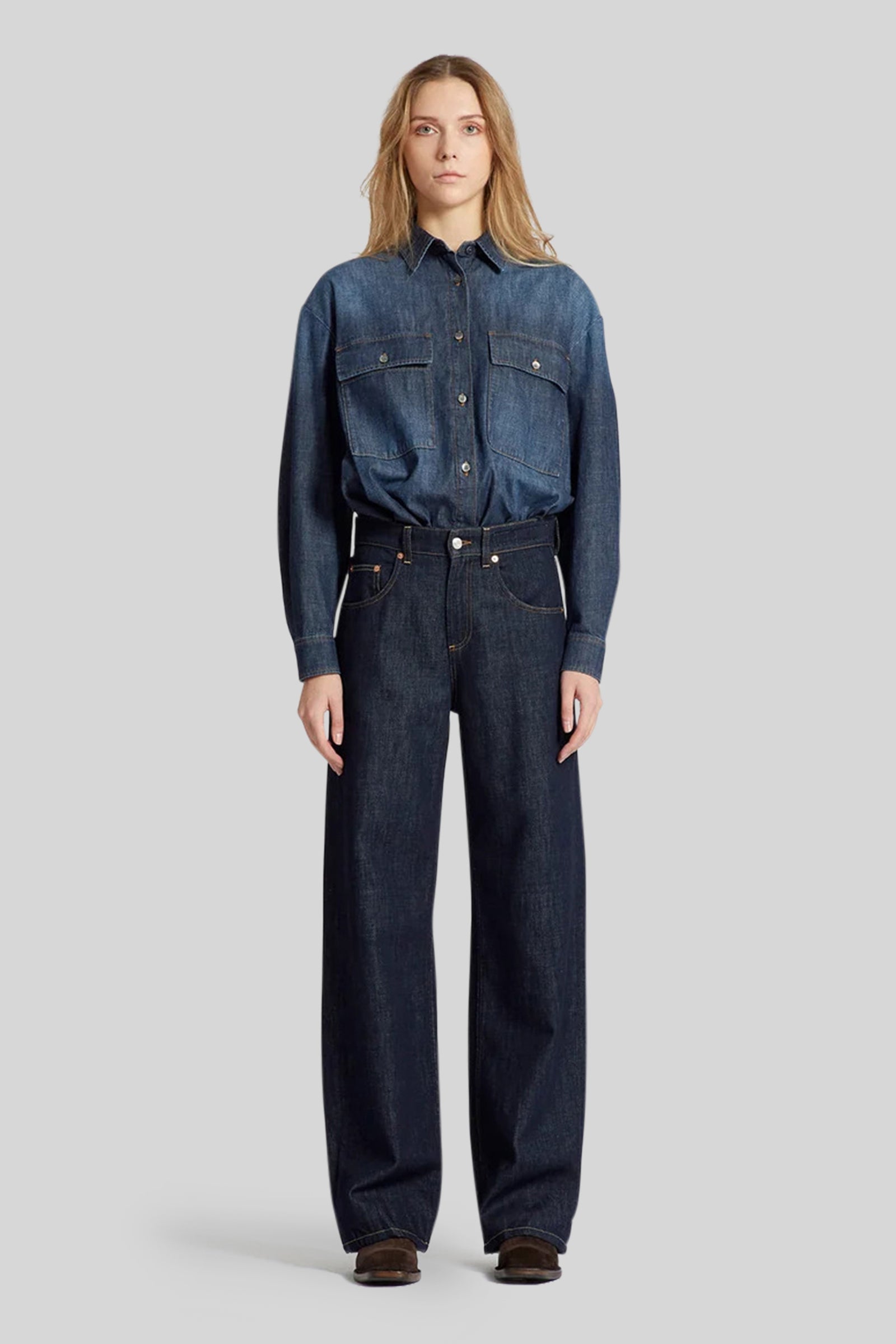 Department Five Jeans Pop Wide Leg Blu Scuro Donna - 1