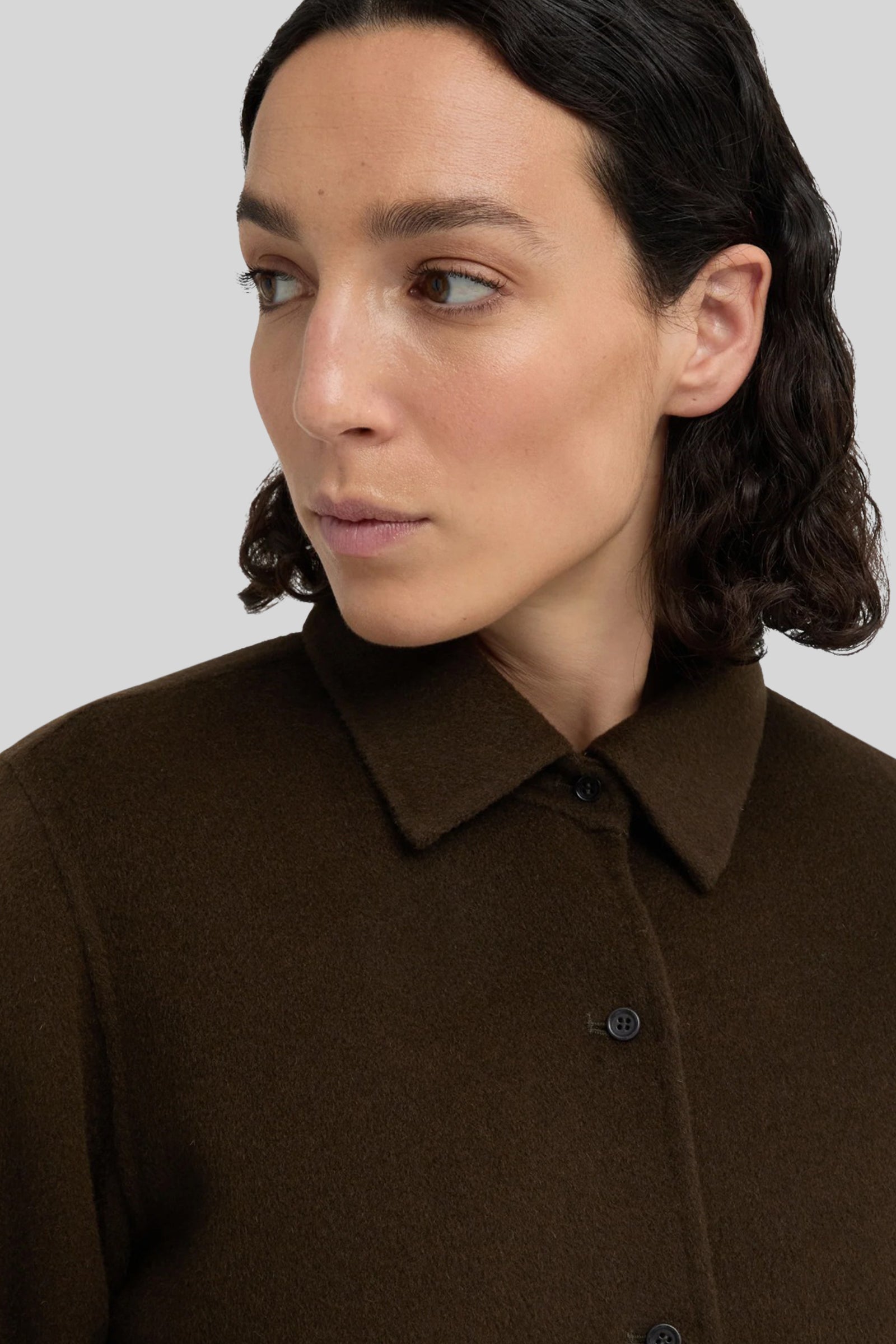 Aspesi Camicia In Double Di Lana Effetto Beaver Marrone Donna - 1