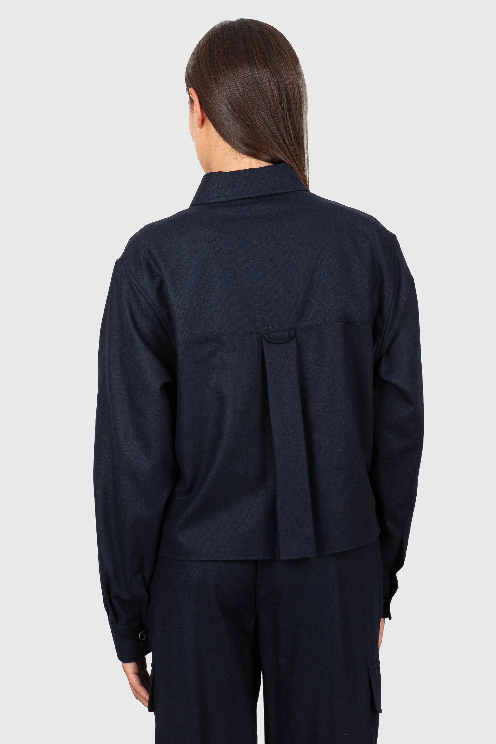 Aspesi Giacca Cropped In Lana Cotta Imbottita Blu Navy Donna - 4