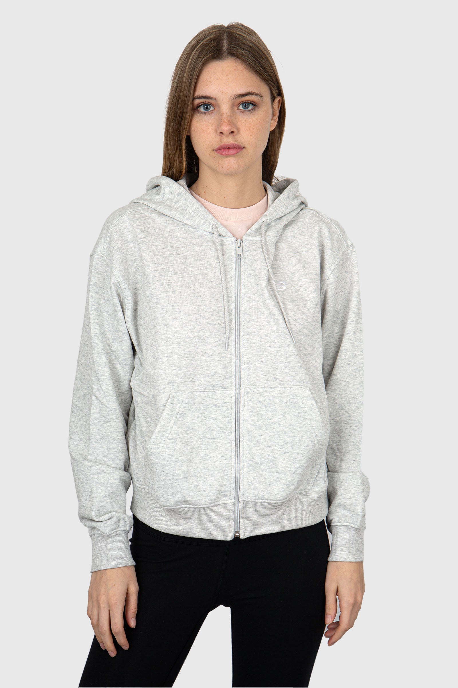 New Balance French Terry Full Zip Hoodie Cotton Light Grey - 2