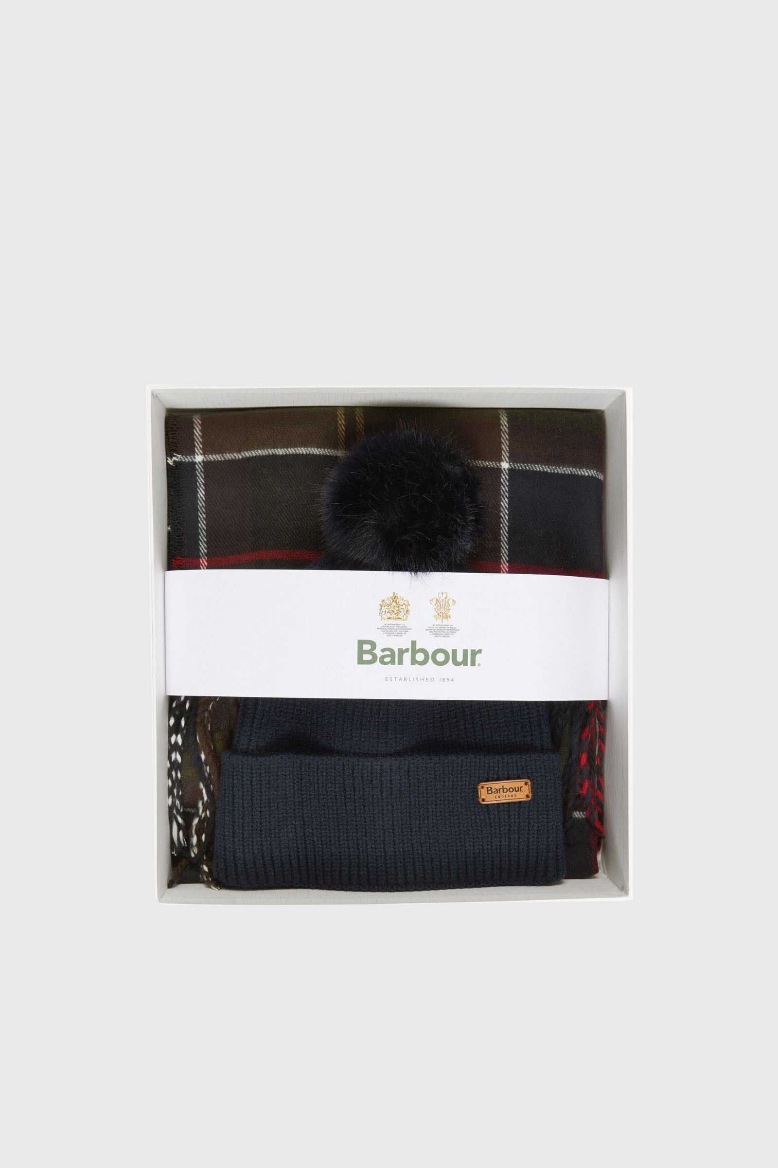 Barbour Dover Beanie Tartan & Sciarpa In Lana Blu Donna - 1