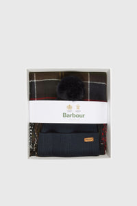 Barbour Dover Beanie Tartan & Sciarpa In Lana Blu Donna barbour