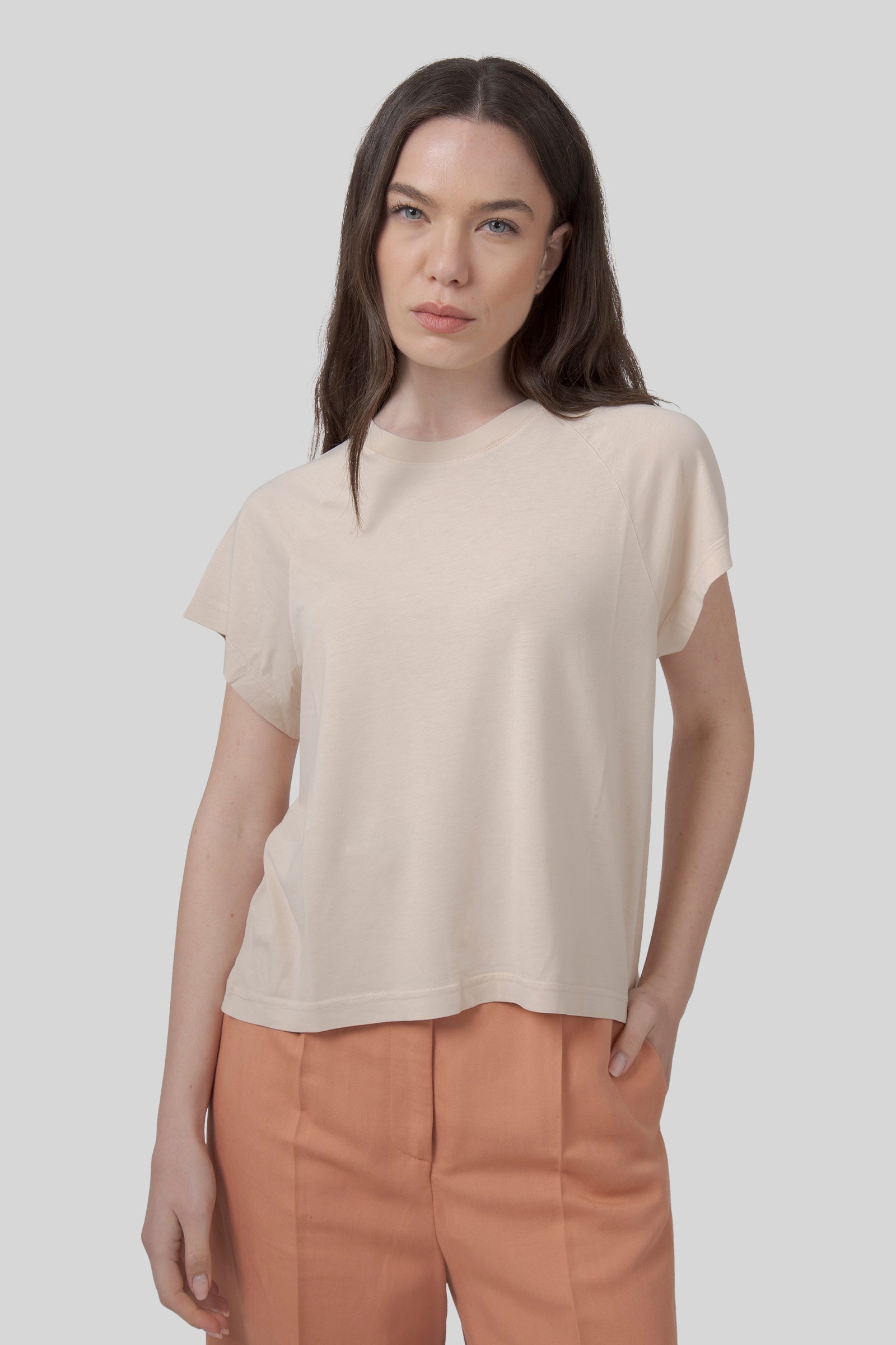 Absolut Cashmere T-shirt Lyocell Tricia Beige Chiaro Donna - 1