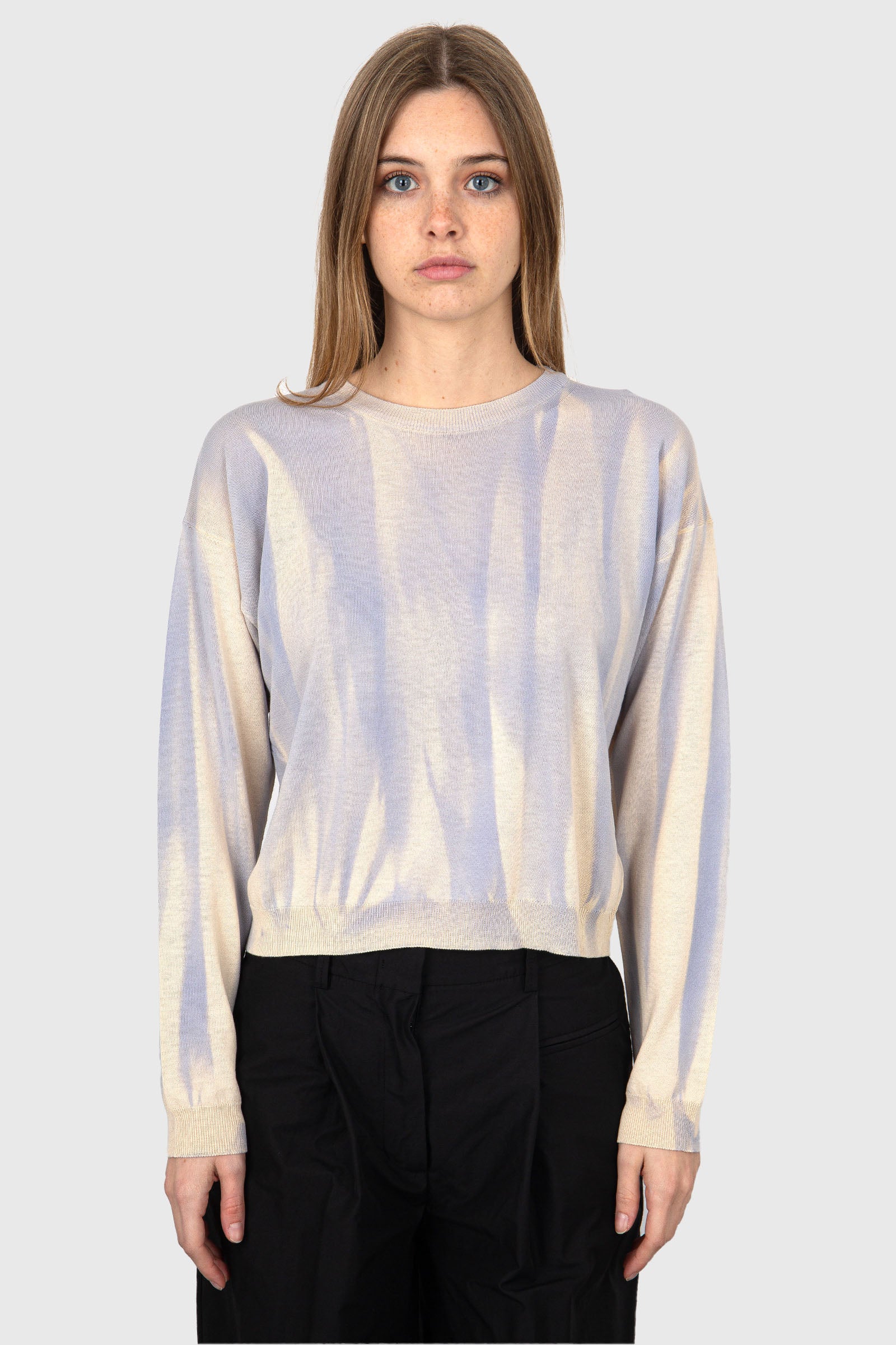 Grifoni Gradient Crewneck Sweater Lilac Cotton - 1