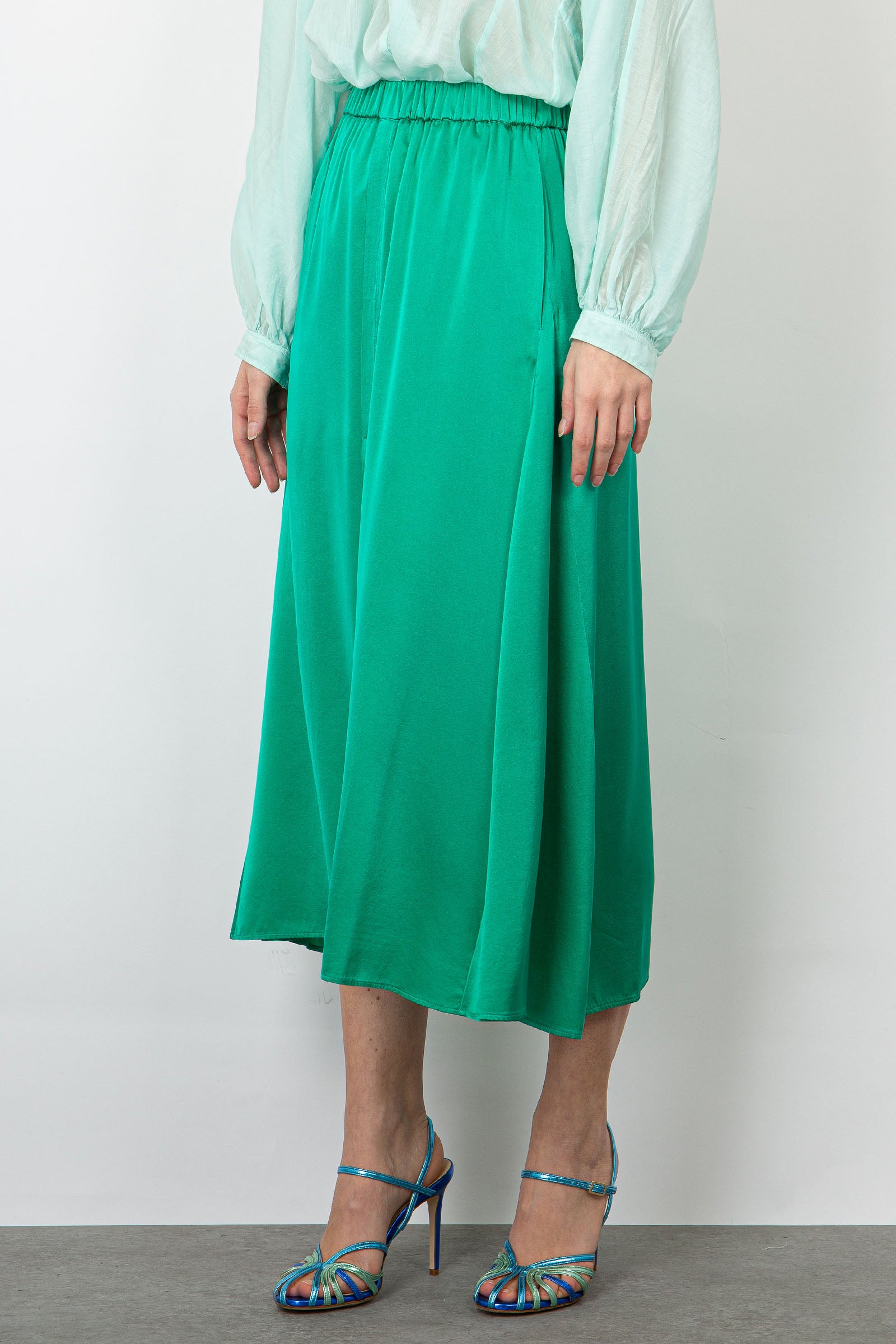 Forte Forte Skirt Elastic Silk Satin Stretch Emerald Green - 4