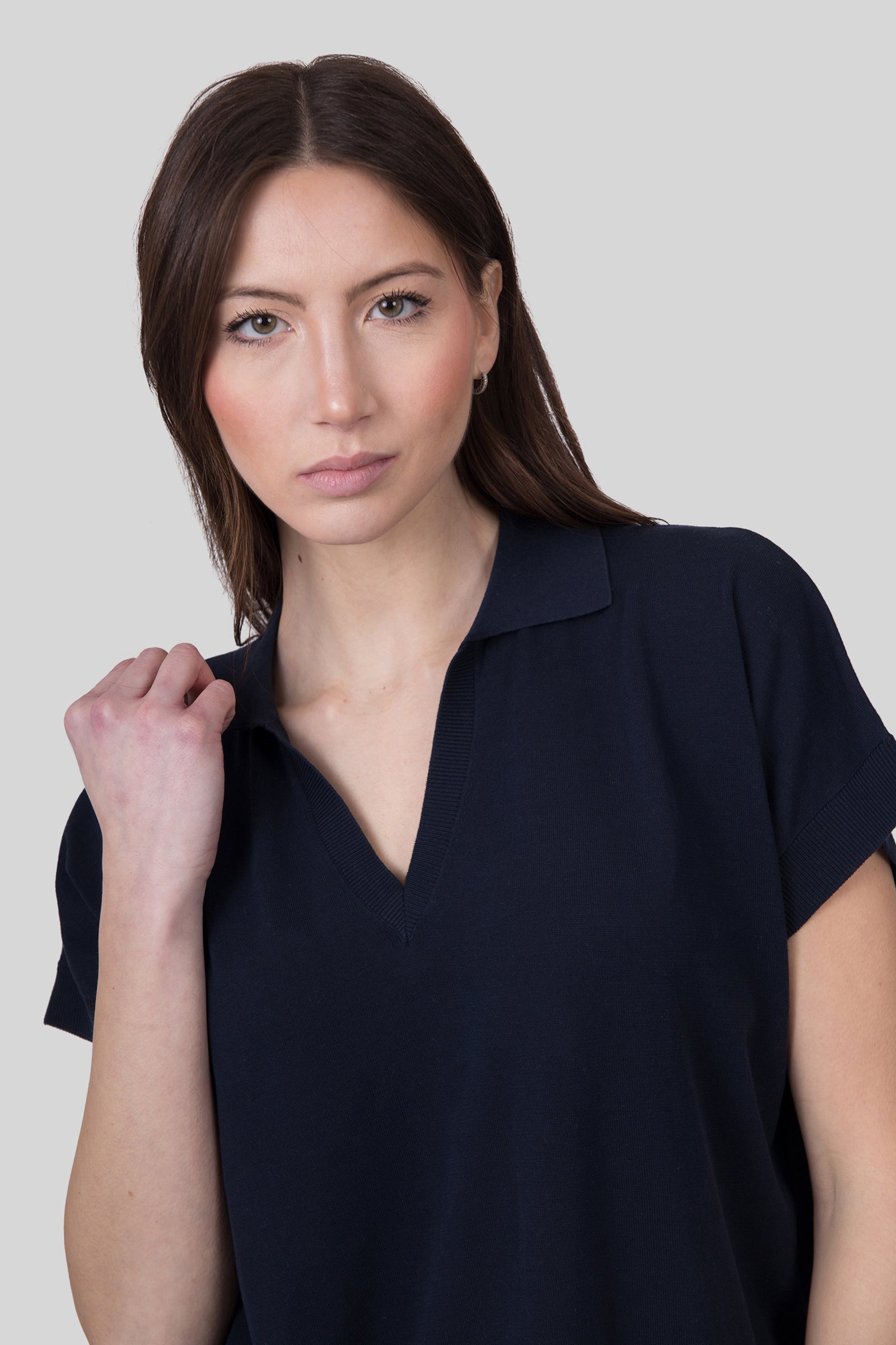 Aspesi Polo In Maglia Scollo V Blu Navy Donna - 1