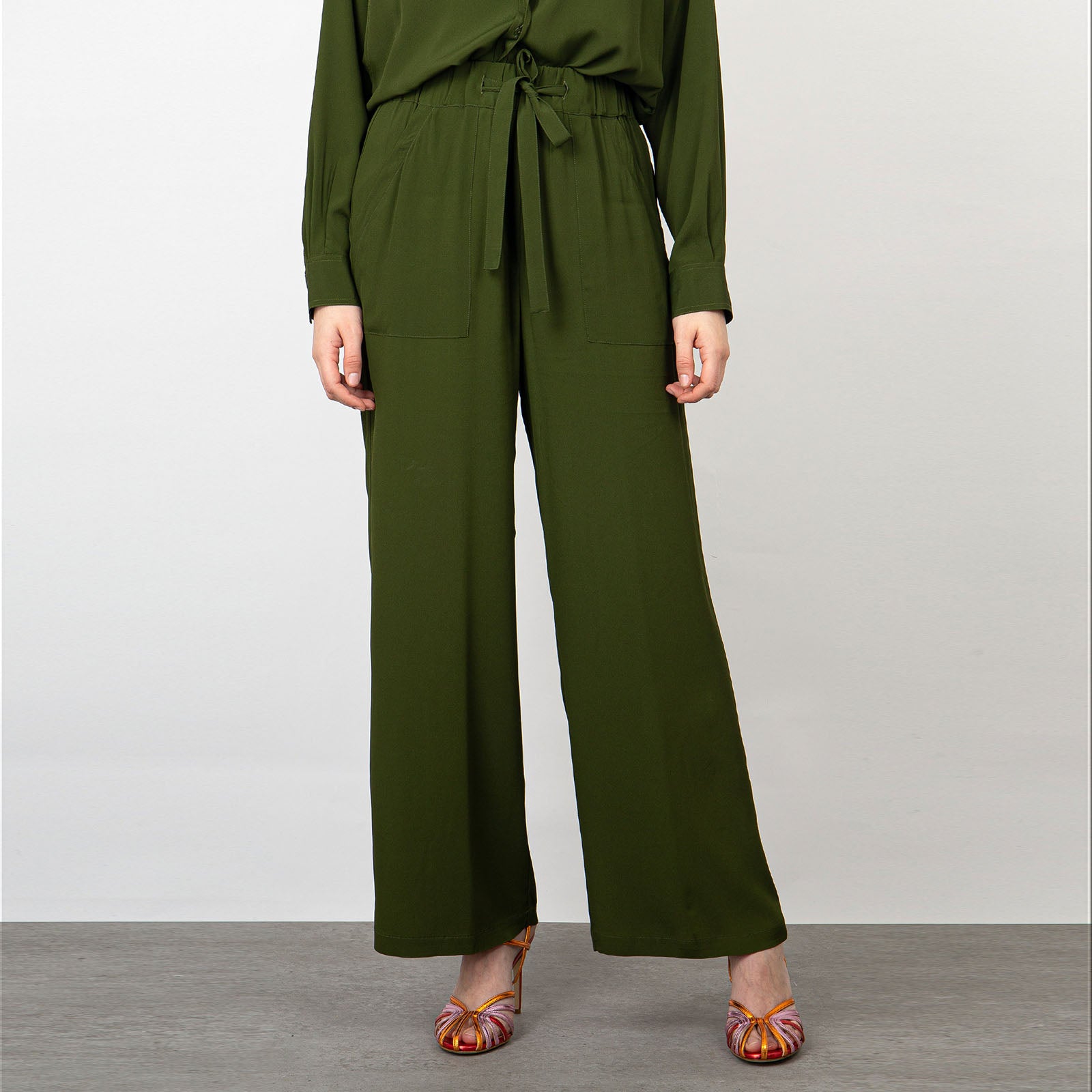 SemiCouture Pantalone Vanda Seta Verde - 7