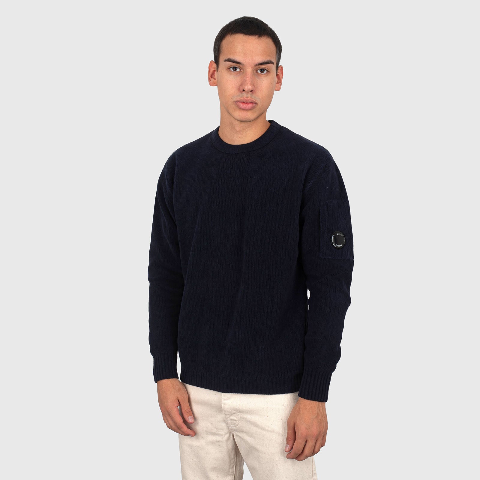 C.p. Company Maglia Cotton Chenille Crewneck Blu Uomo - 7