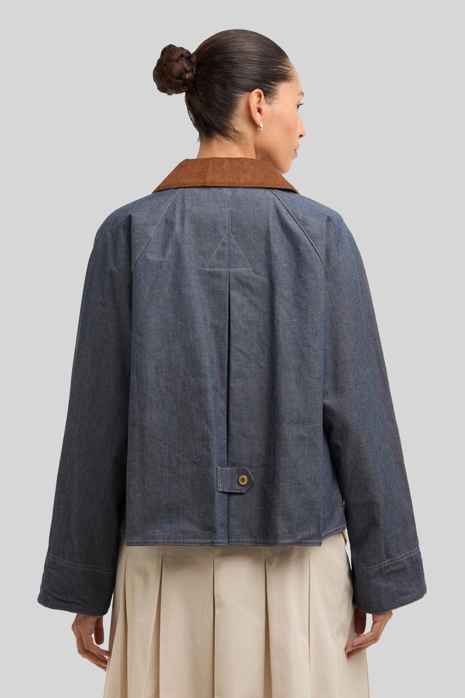 Barbour Giacca In Denim Freckleton Denim Medio Donna - 3