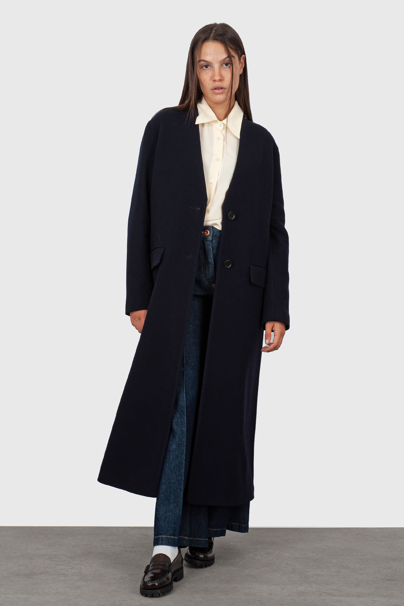 Aspesi Cappotto Lungo Lana Cashmere Blu Navy Donna - 6