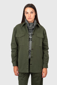 Aspesi Camicia In Gabardina Di Cotone Stretch Verde Militare Donna aspesi