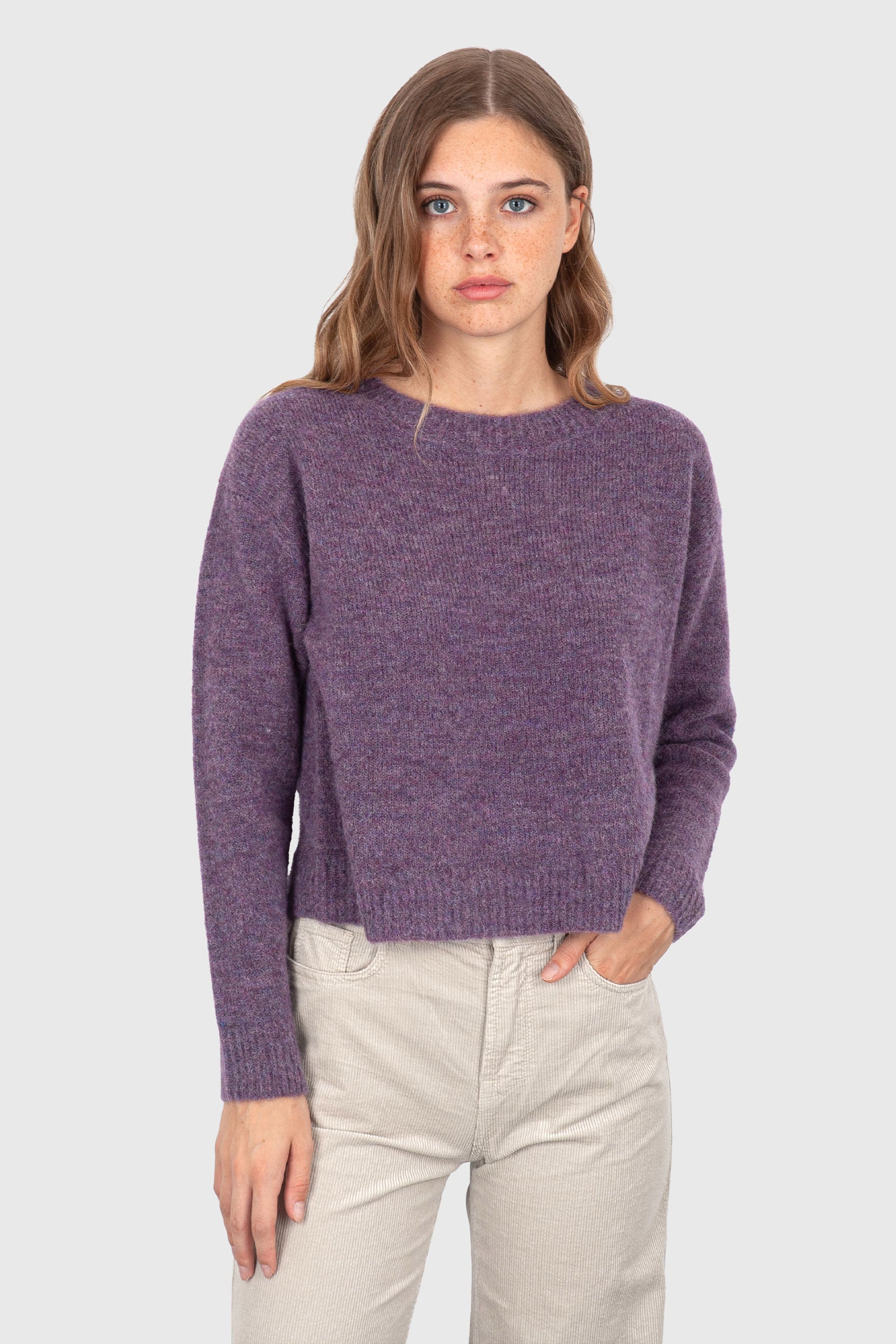 Grifoni Maglia Girocollo Crop Viola Donna - 1